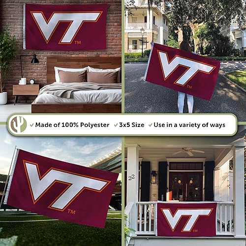 Miniatura 3 de Desert Cactus Virginia Tech Flag Hokies VT Banderas 100% poliéster para interiores y exteriores, 3 x 5 (estilo 1)