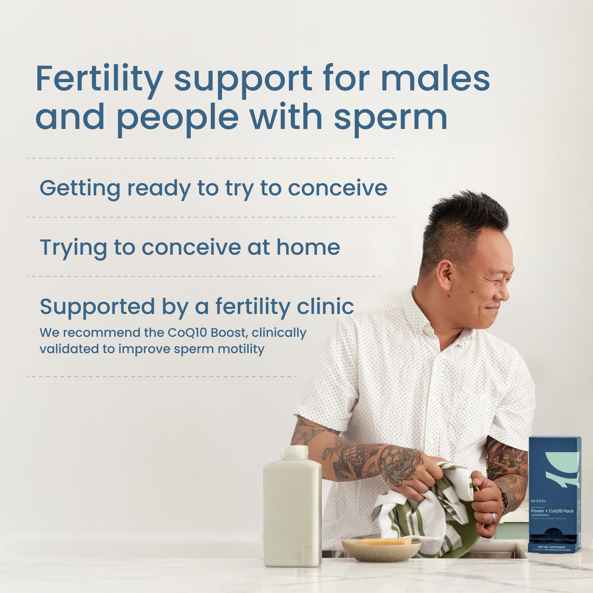 bird&be Male Fertility Supplements (CoQ10 600mg) - Men's Prenatal Vitamins for Sperm Support + Preconception Health, Motility & Count – with L-Carnitine, DHA – All in One Male Fertility Power Pack — Amazon image 5
