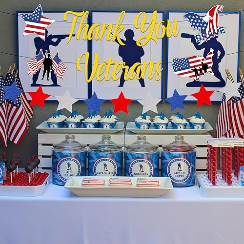 Miniatura 5 de Cartel de agradecimiento para el Día de los Veteranos, Día de los Veteranos, decoración de cumpleaños con temática del Día de los Veteranos,