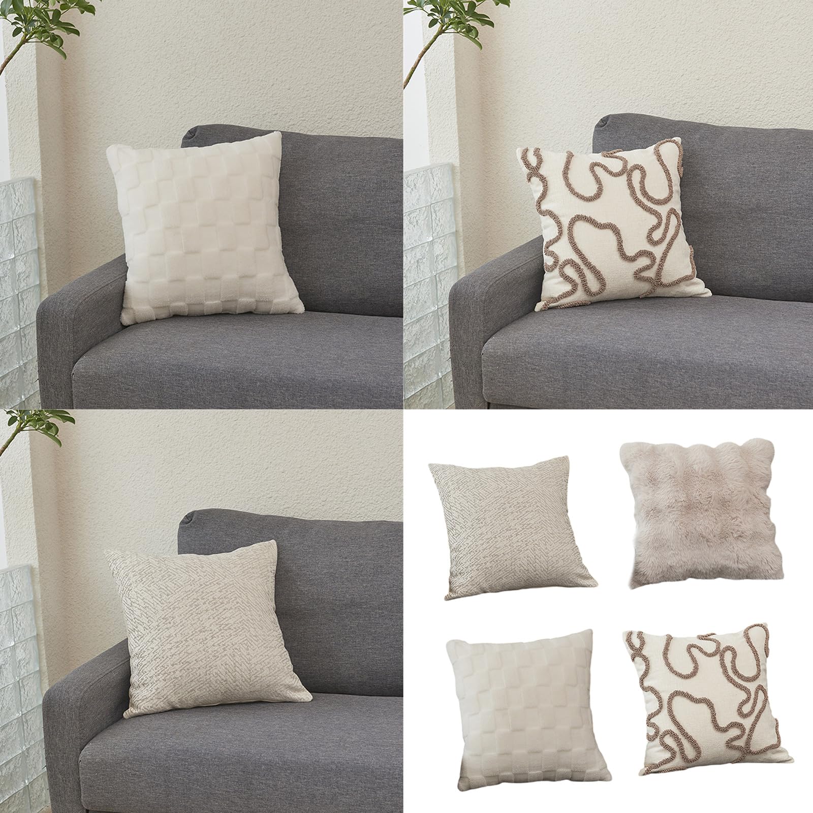 TTTLLNN Soft Faux Rabbits Furs Throw Pillow Covers 3D Soft Plushes Bubble Velvets Cushions Case for Home Decoration