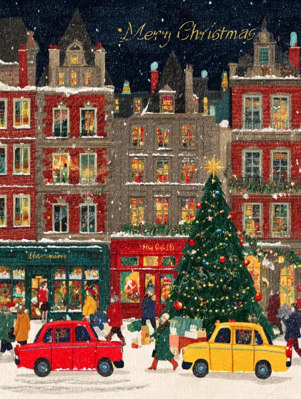 Henypt Cross Stitch Kits Cartoon Street Landscape DIY Embroidery Kit for Beginners The Elderly with Accessories Home & Leisure/Gifts 14CT 50x70cm