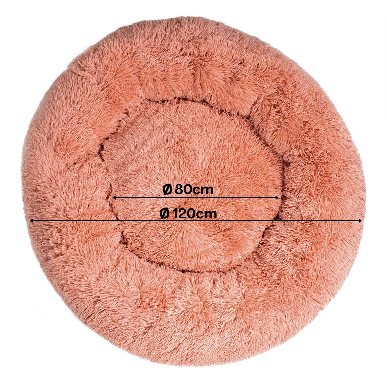 lionto Legowisko donut dla psa i kota Ø 120 cm, puszyste okrągłe legowisko z miękkiego pluszu, z grubym wypełnieniem, wygodne i przytulne miejsce do spania, kolor różowy