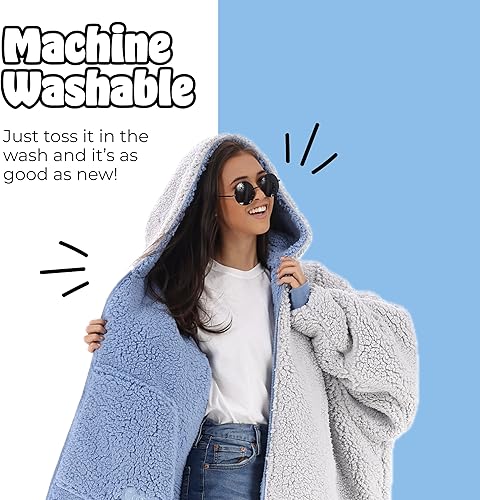 Miniatura 7 de THE COMFY - Manta portátil original de sherpa y microfibra, viene en tamaño extragrande, con cremallera de un cuarto, de talla única, y presentada