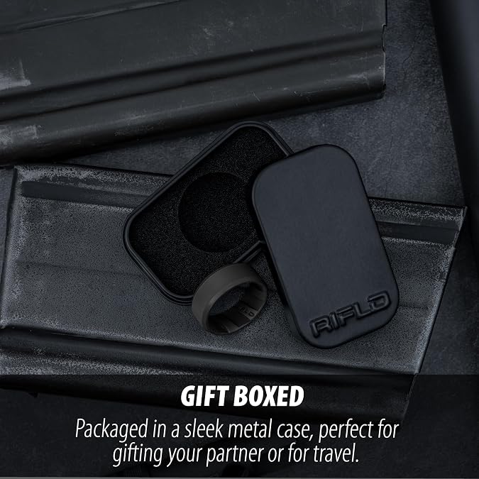 Men's Tactical Silicone Rings, 9mm Wide 2.5mm Thick Rubber Wedding Bands for Him, Breathable Working Man's Performance Ring