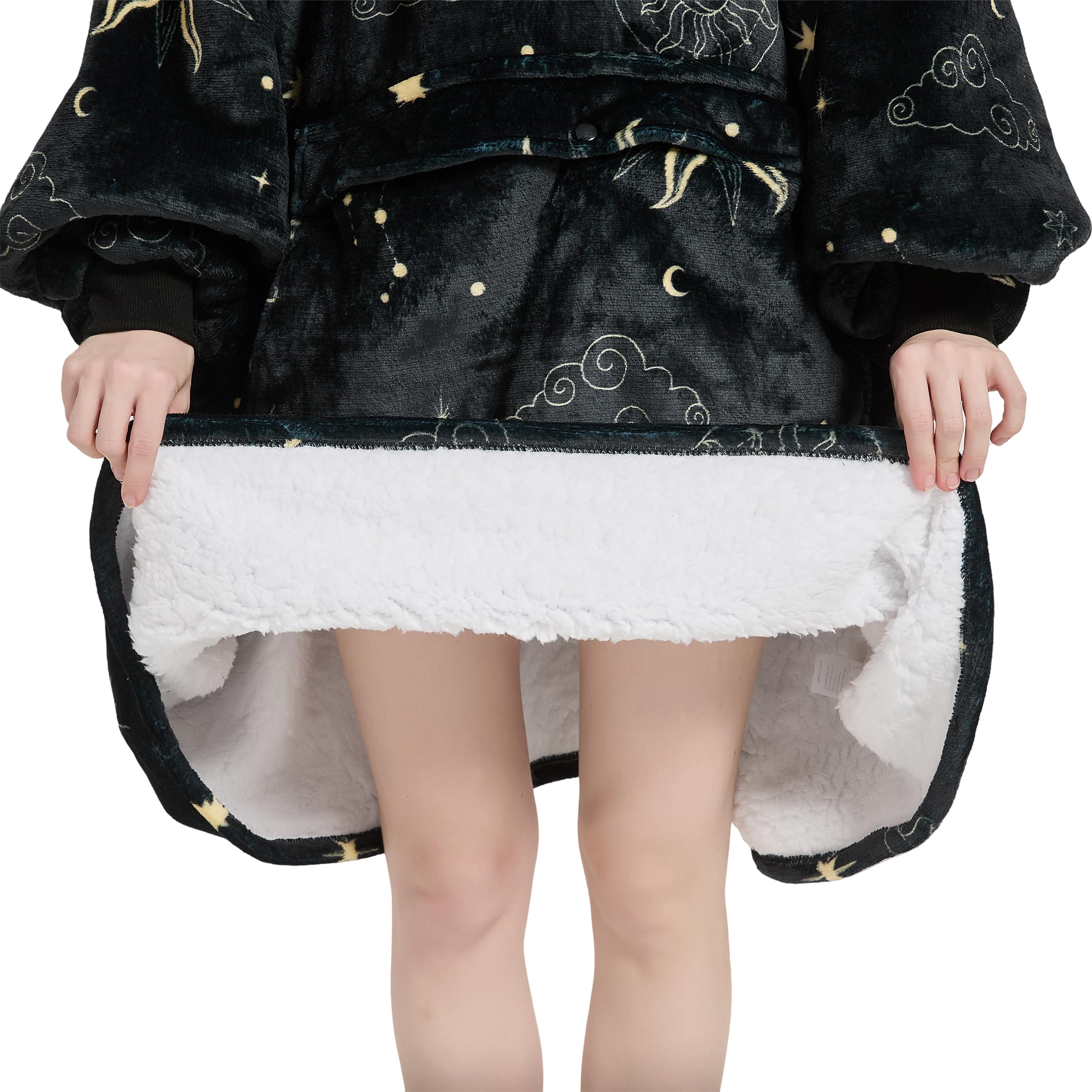 Coperta indossabile Felpa Fodera Sherpa Oversize, Comoda Super Morbida Coperta di Peluche Caldo hoodiedonne Uomini