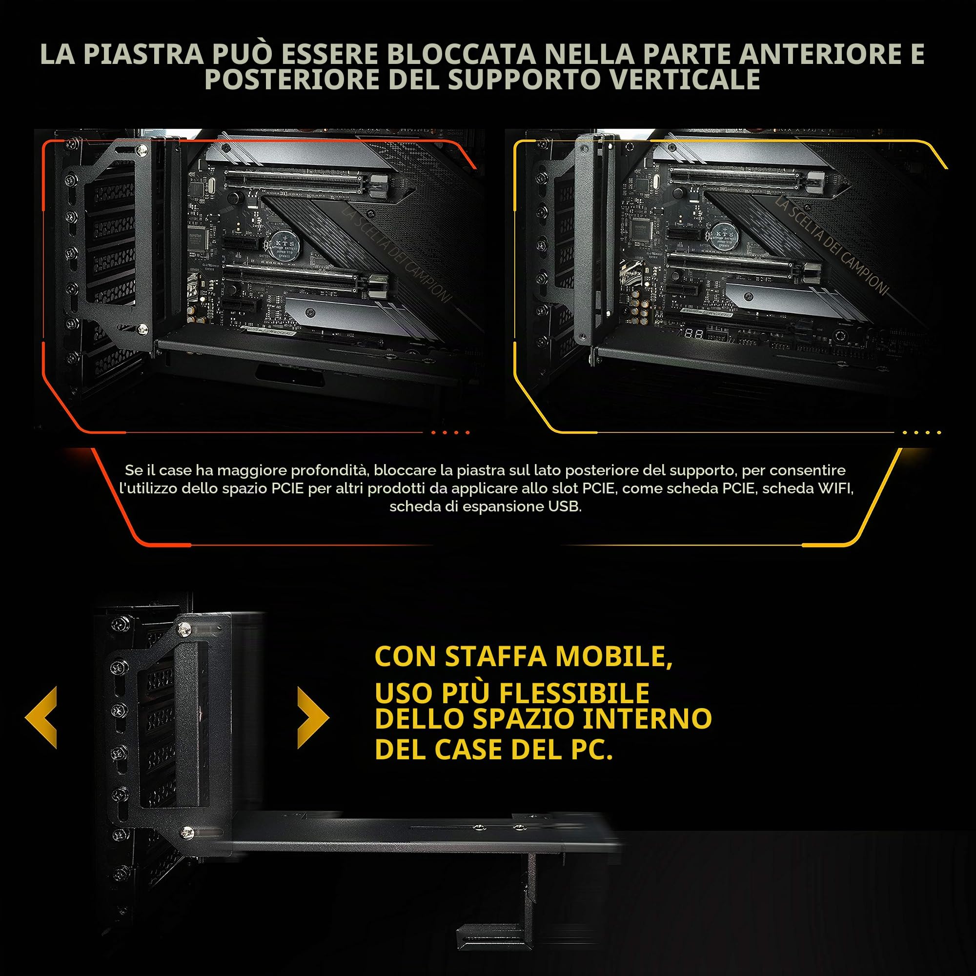 EZDIY-FAB Supporto verticale per scheda grafica con LED ARGB 5 V 3 pin, supporto GPU, kit di supporto per scheda video VGA con cavo riser PCIE3.0 - nero