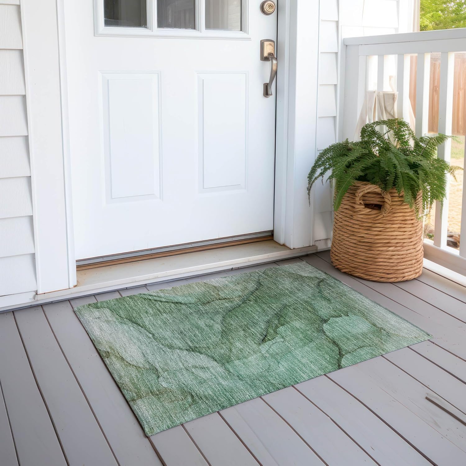 Addison Rugs Chantille ACN607 Green 1'8" x 2'6" Indoor Outdoor Area Rug, Easy Clean, Machine Washable, Non Shedding, Bedroom, Living Room, Dining Room, Kitchen, Patio Rug
