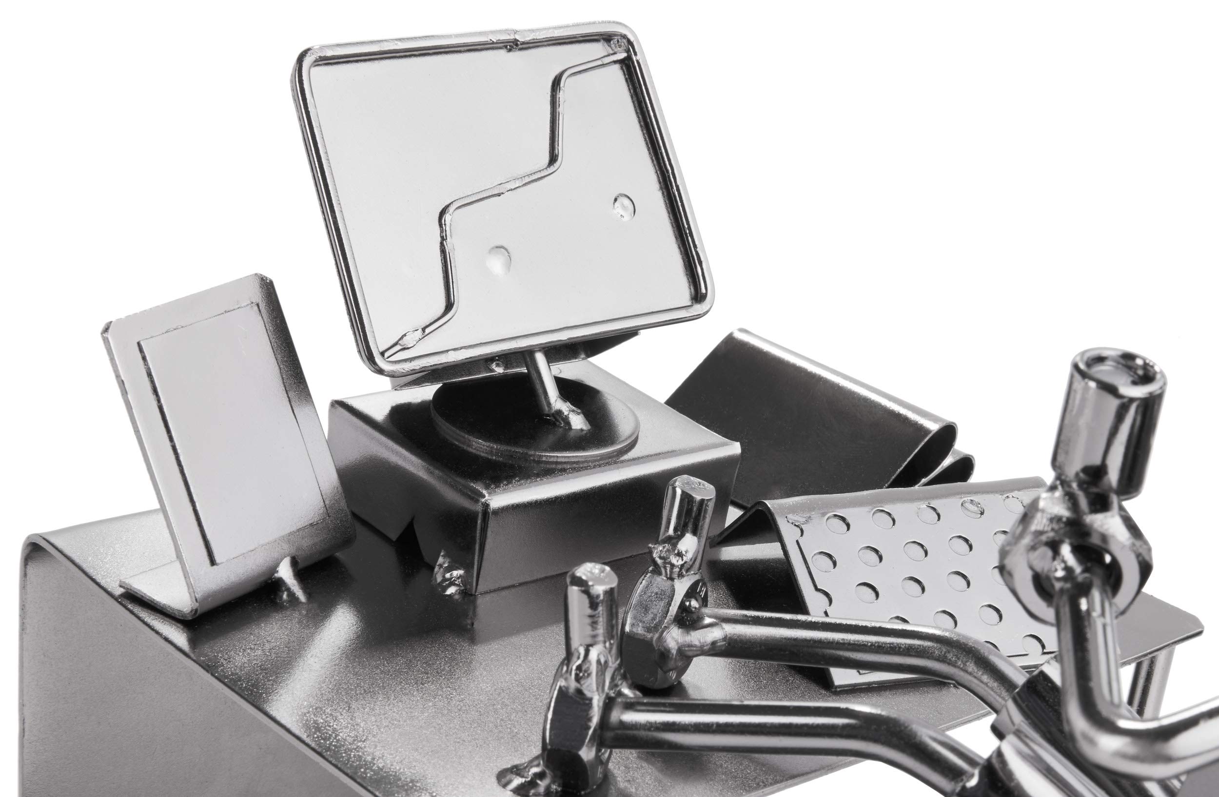 BRUBAKER Screw Man Pc Office Worker with Business Card Holder Steel Metal Figure