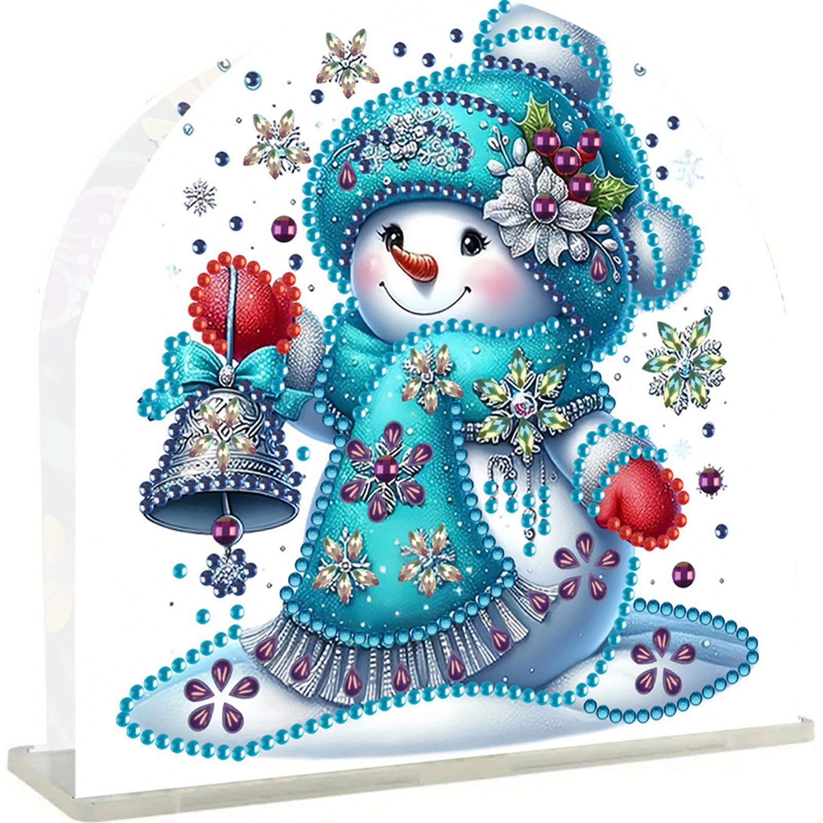 DIY Diamond Dots Desktop & Tabletop Ornament,Crystal Special Shaped 5D Diamond Art Kit for Adults - Home Office Desk Decor, Relaxing Craft Gift Idea(Christmas Snowman)