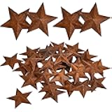 GORGECRAFT 30PCS 1 Inch Metal Rusty Barn Star Antique Primitives Rustic Country Tin Steel Stars Crafts Ornaments Accents Decor 3D Tin Star for Vintage Home Farmhouse Wall Decor