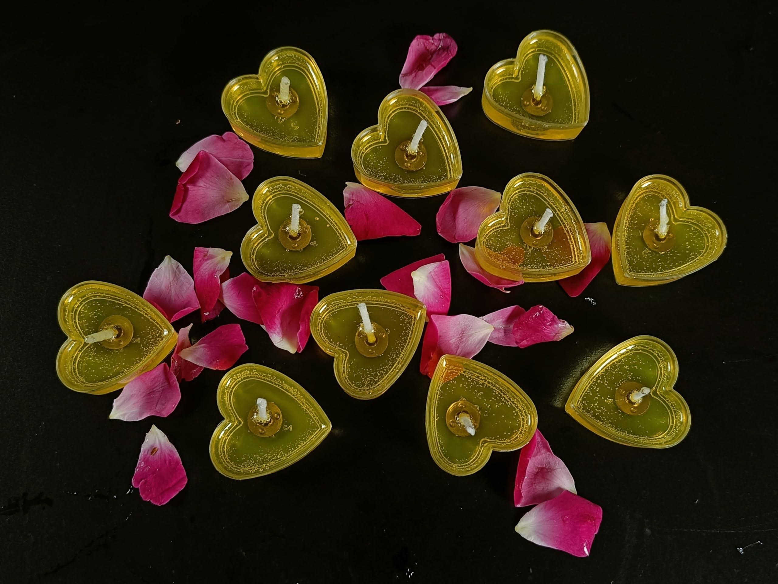 Acrylic Heart Yellow Gel Scented Tealight Candles, Set of 12 Candle (Yellow, Pack of 12)-image-16