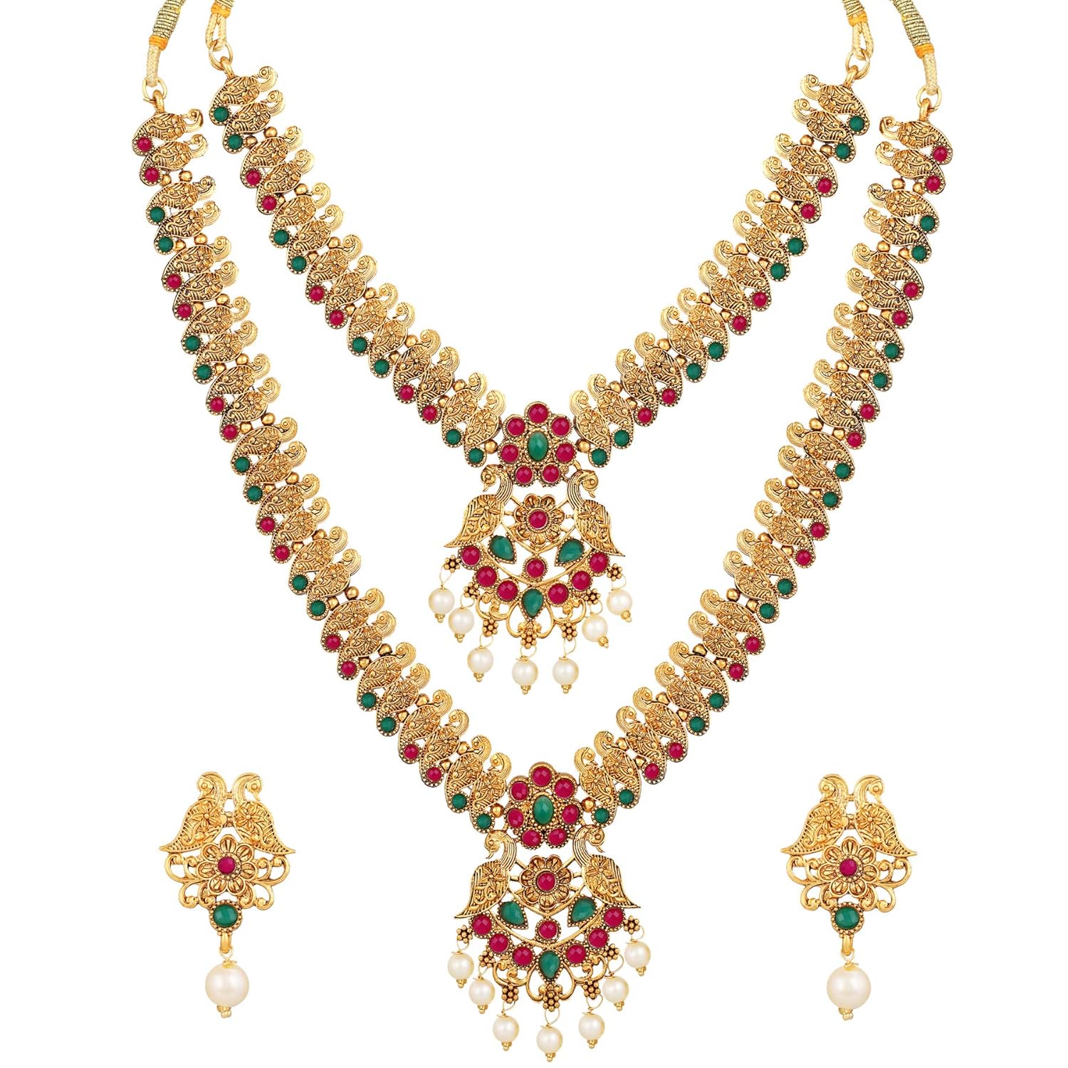 Shining Diva Fashion Latest Combo Design Pearl Necklace Set for Women Traditional Gold Plated Jewellery Set for Women (Multicolor) (10599s) Shining Diva Fashion Latest Combo Design Pearl Necklace Set for Women Traditional Gold Plated Jewellery Set for Women (Multicolor) (10599s)