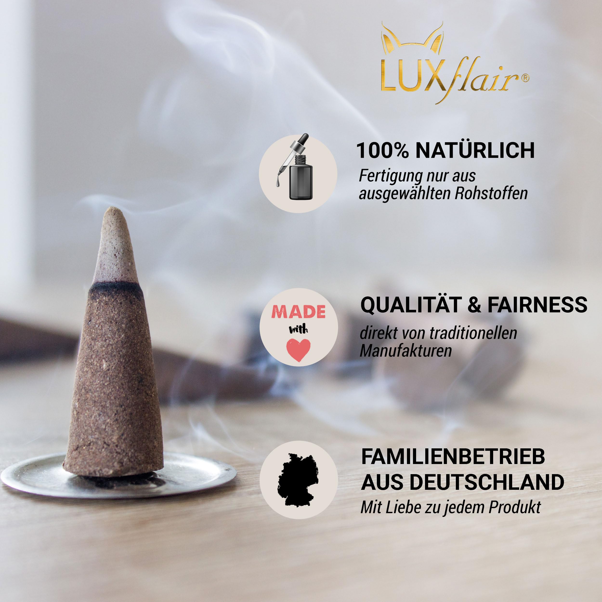 LUXflair Masala - Coni di incenso Copal (25 coni di incenso), 100% naturale, con resine finemente macinate, autentici e fatti a mano in India