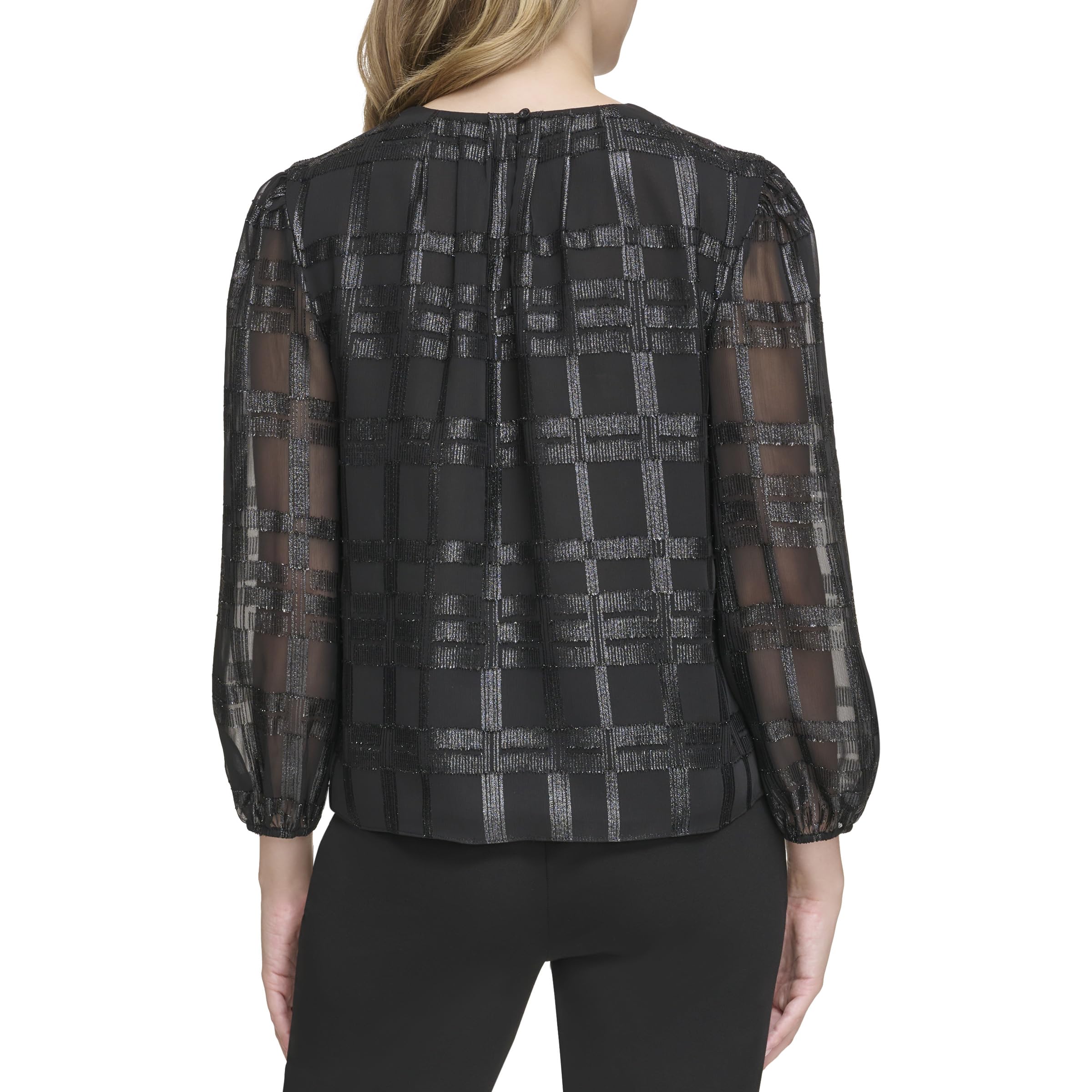 Calvin Klein Blusa metálica de Manga Larga para Mujer