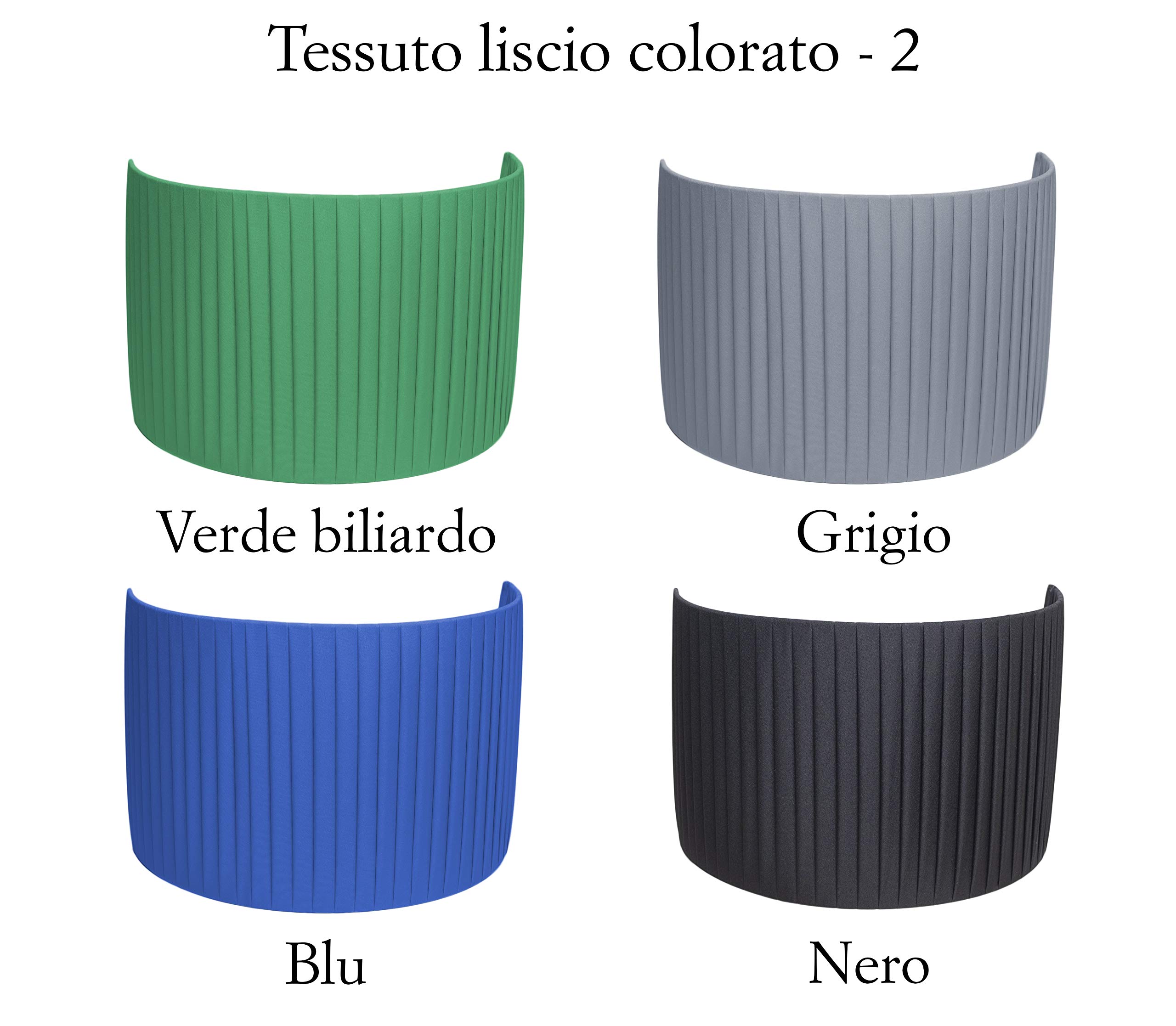 Paralume Ventolina in tessuto per lampada e applique da parete fatto interamente a mano in 2 misure e 12 colori (Nero, 15 cm (attacco E14))