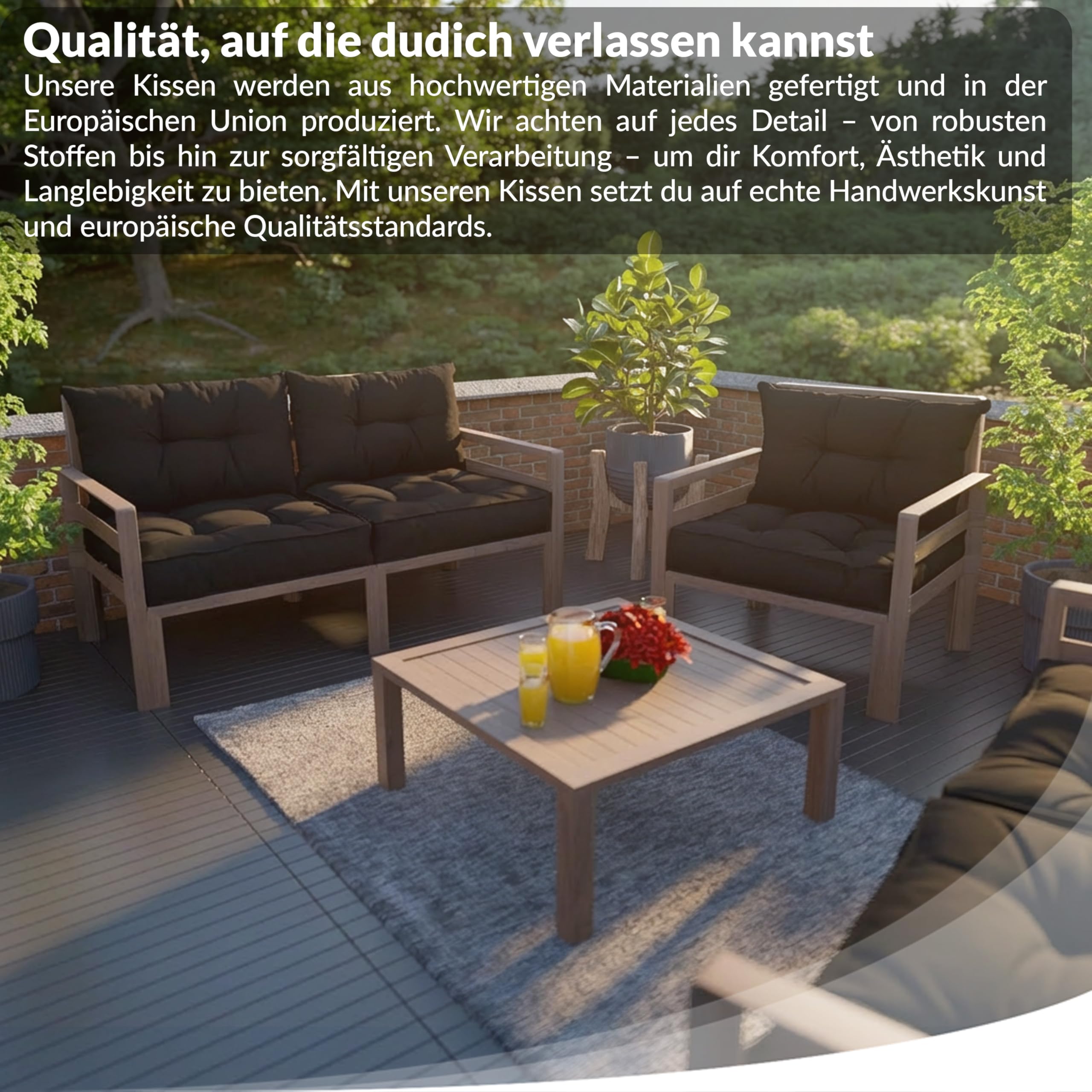 POKAR Set 2 Cuscini per Sedia da Esterno: Seduta 70x70x10 + Schienale 70x40x10 | Impermeabile e Idrorepellente | Cuscini per Divano, Sedie in Rattan e Arredamento da Giardino | Made in EU | Antracite