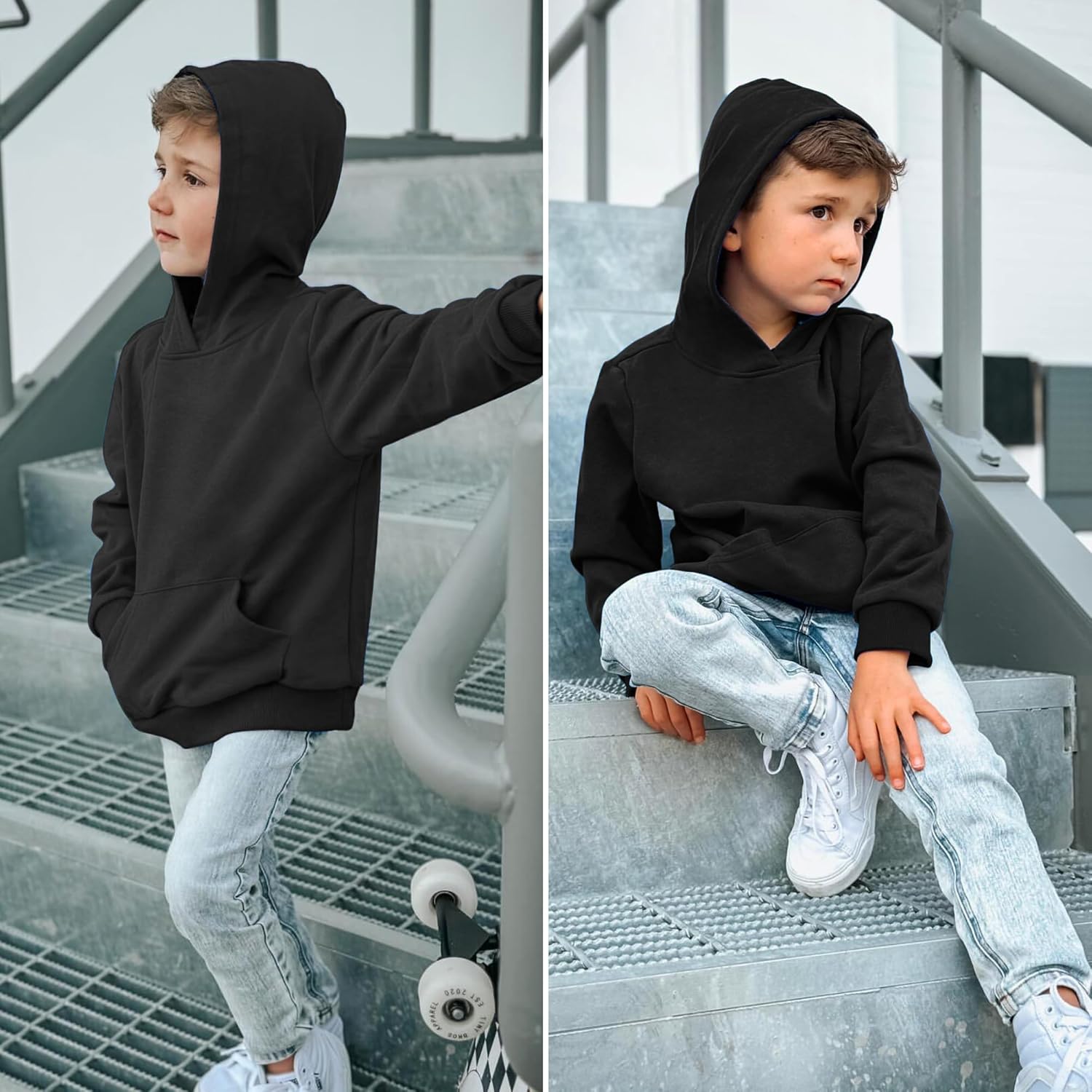 BIG ELEPHANT Boys Hooded Sweatshirt Fleece Pullover Hoodies Long Sleeve Warm Hoodie Sweatshirts with Pocket for Kids - Image 3
