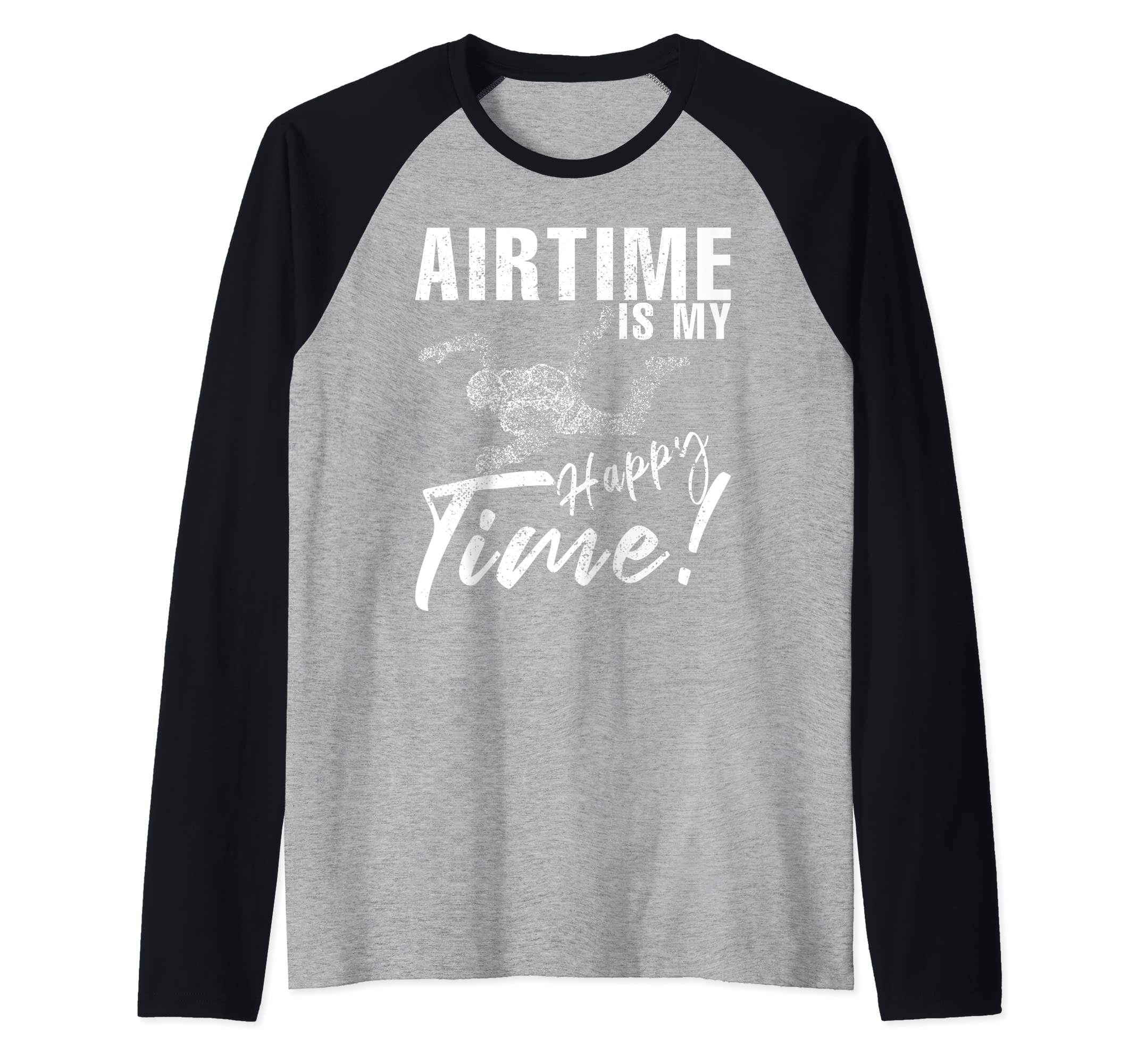 Airtime is my Happy Time Saying Parachute Raglan Baseball Tee