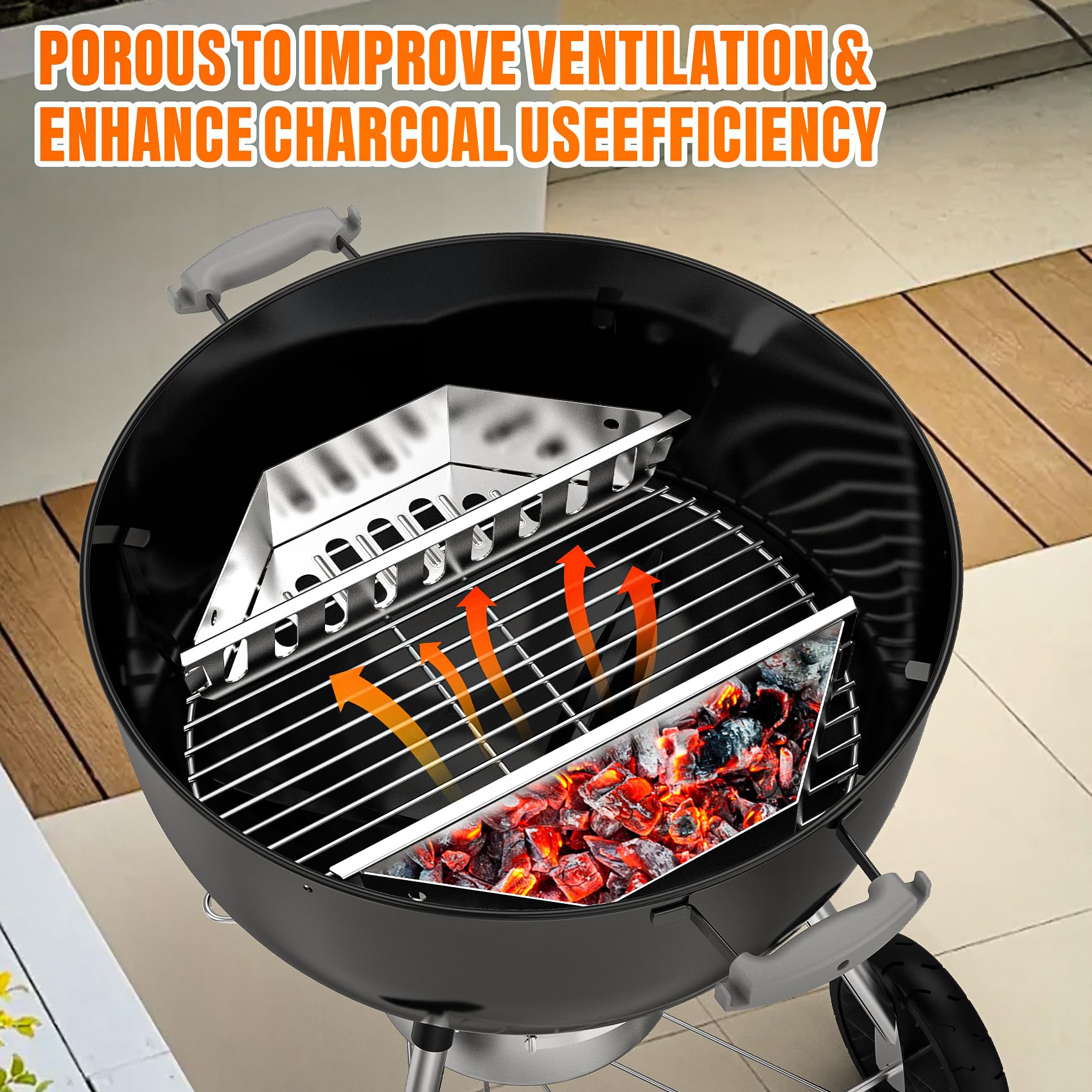 Onlyfire Cestello in acciaio inox per carbonella Weber da 55,9 cm per barbecue a carbone