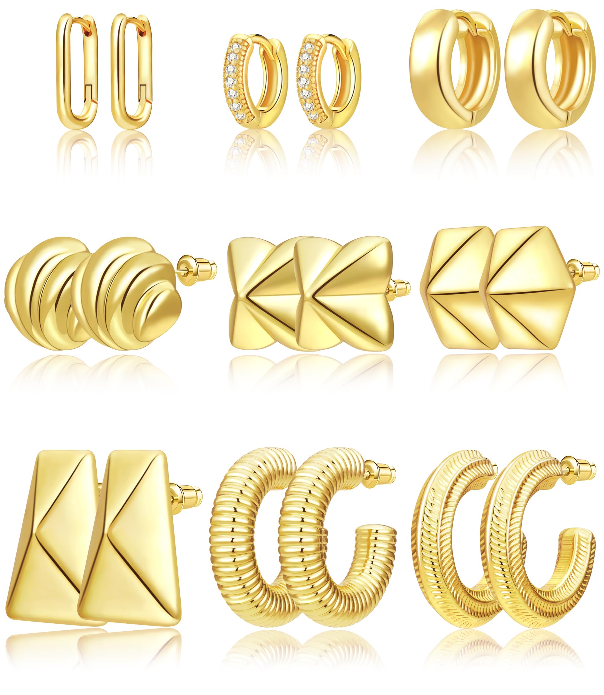 See full amazon price history chart for Mesurely LIGHTWEIGHT Gold Earrings Hoops Set 9 Pairs 14k Gold Plated Hoop Earrings for Women - Hypoallergenic, Abstract Statement Huggie Hoops, Gold hoops for Women Gifts for Women style3 Mesurely LIGHTWEIGHT Gold Earrings Hoops Set 9 Pairs 14k Gold Plated Hoop Earrings for Women - Hypoallergenic, Abstract Statement Huggie Hoops, Gold hoops for Women Gifts for Women style3 (B0D7VD99Y5) Amazon Price History, Amazon Price Tracker