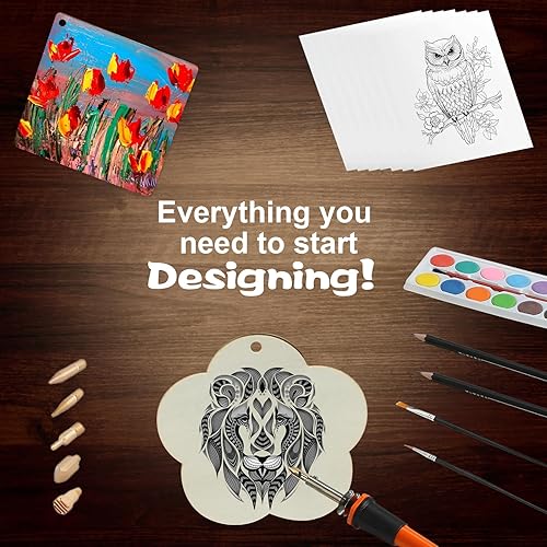 Miniatura 3 de Kit de combustión de madera, herramienta de pirografía, kit de quemador de madera para principiantes y adultos (naranja rojo)