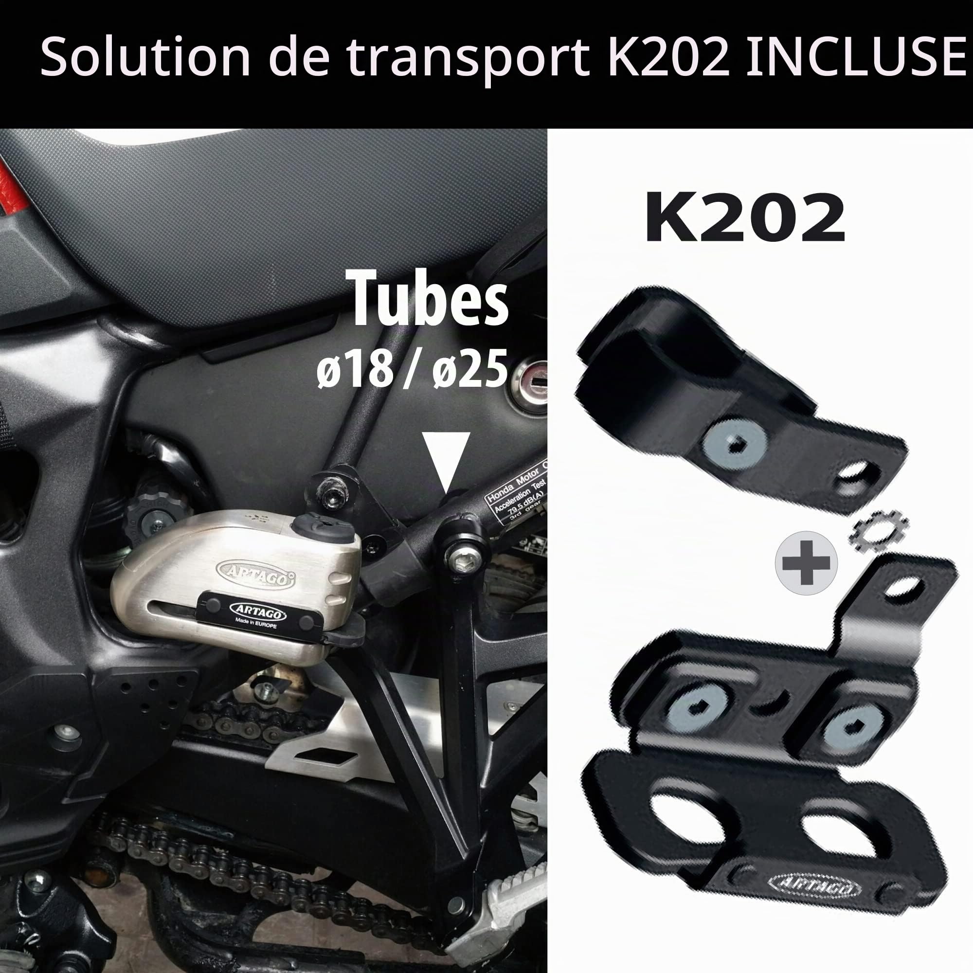 ARTAGO 32S4 Pack Antivol Bloque-Disque avec Alarme 120db Haute Sécurité + Support pour Honda CRF 1000L Africa Twin, Homologué SRA