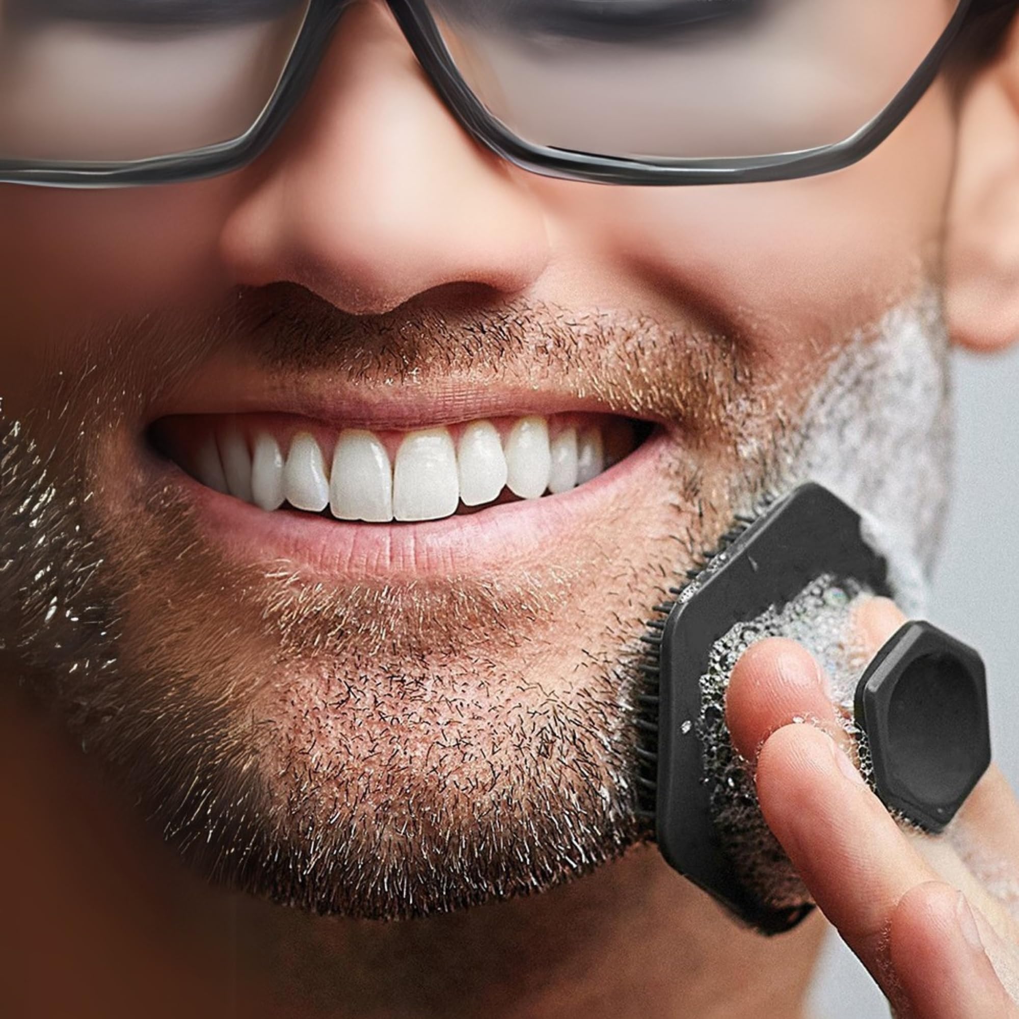 Silicone Body Scrubber – Facial Wash, Face Scrub, Beard Brush, Skin Care & Body Scrub Cleaning Brush, Facial Brush, Face Cleanser, Beauty Sponge, Dry Brush & Makeup Brushes for Deep Cleansing Black