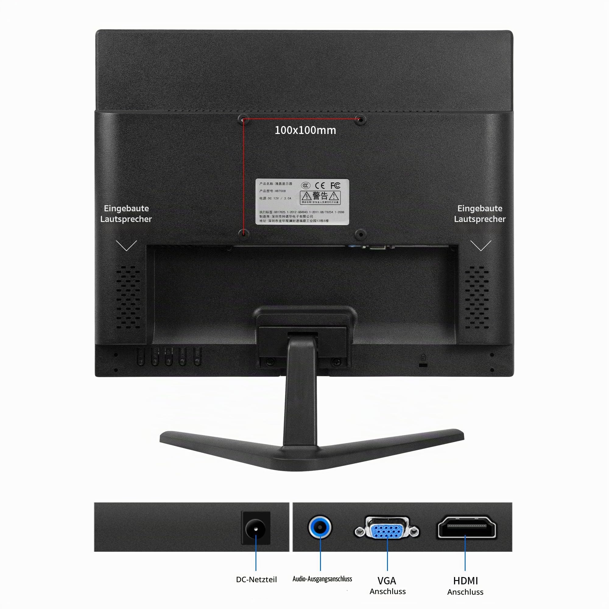 17 Zoll PC Monitor 1280 x 1024 LED Screen 4:3 (60Hz, 5ms Response Time, Built-in Speaker) VGA/HDMI/VESA TN Panel Monitor