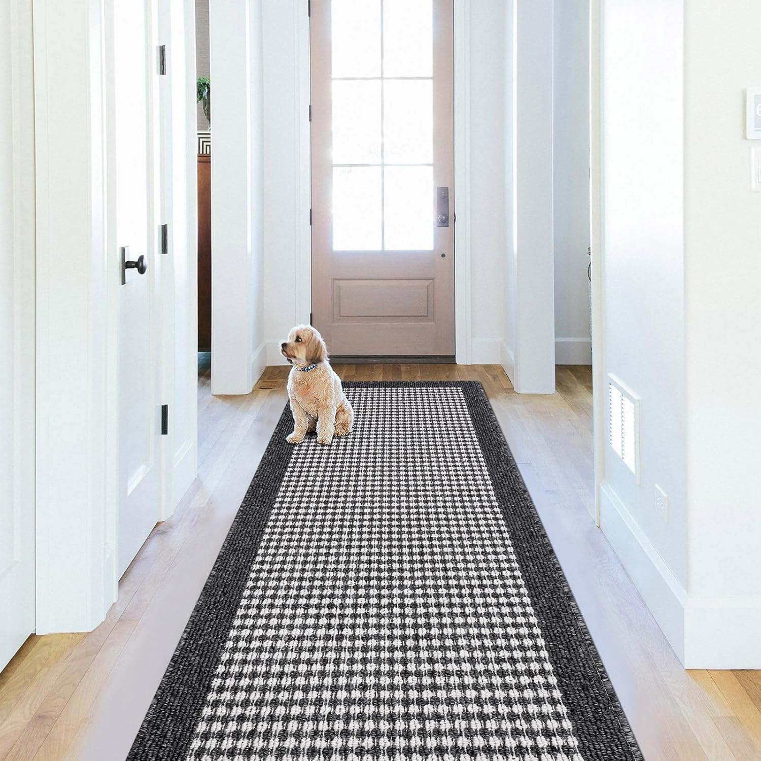 Ileading Laundry Room Runner Rug 2'x6' Non Slip Farmhouse Kitchen Floor Mats with Rubber Backing Machine Washable Black Indoor Decor Carpet for Bathroom Doormat Hallway Entryway Petmat Garage Balcony 6' x 2' (Rectangular) Black