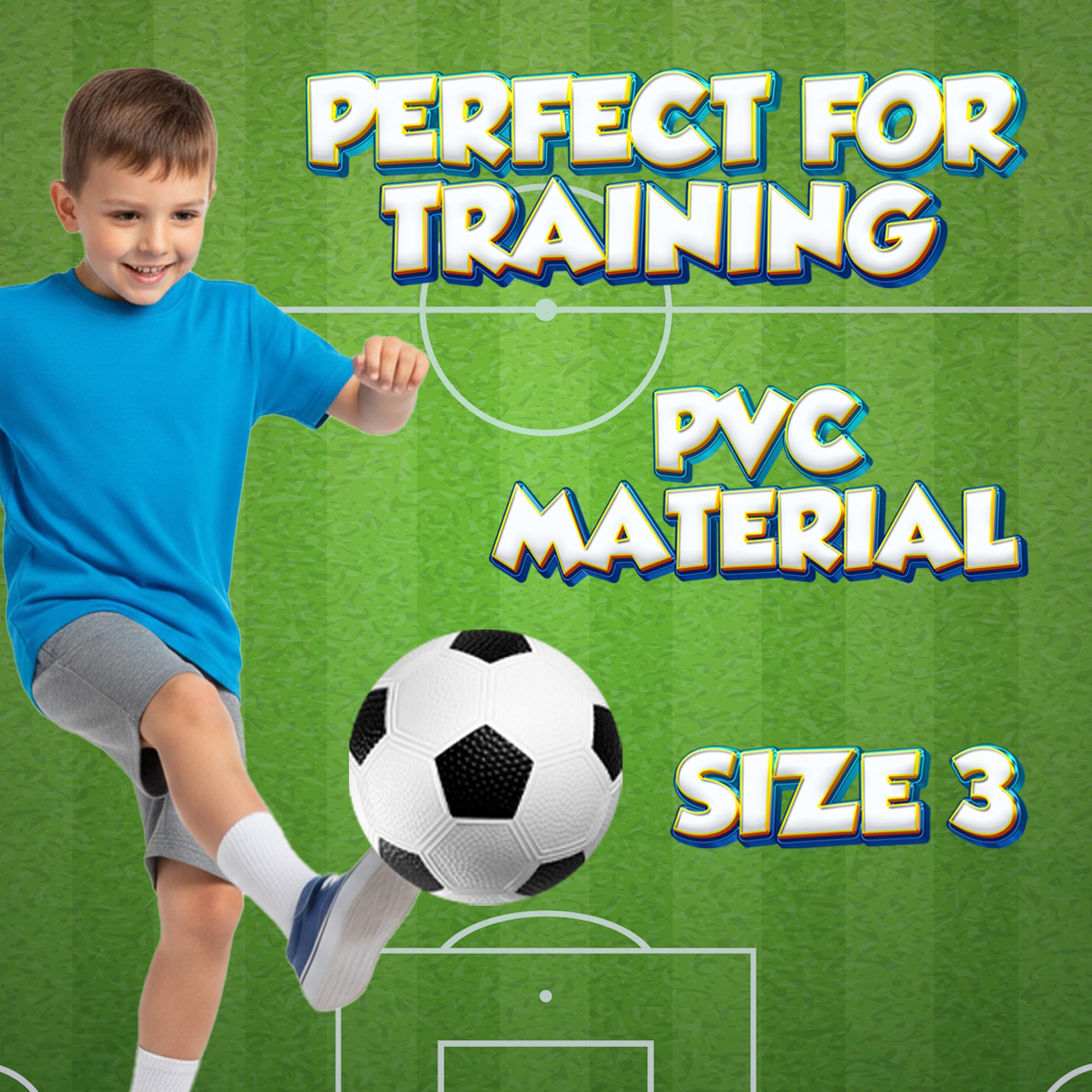 Fußballbälle für Kleinkinder und Kinder (4er-Pack) – PVC-Jugend-Fußbälle – kleine Anfänger-Sport- und Übungsspielplatzbälle für Hinterhof, Nische, Schule, drinnen oder draußen, mit Pumpe, Größe 3