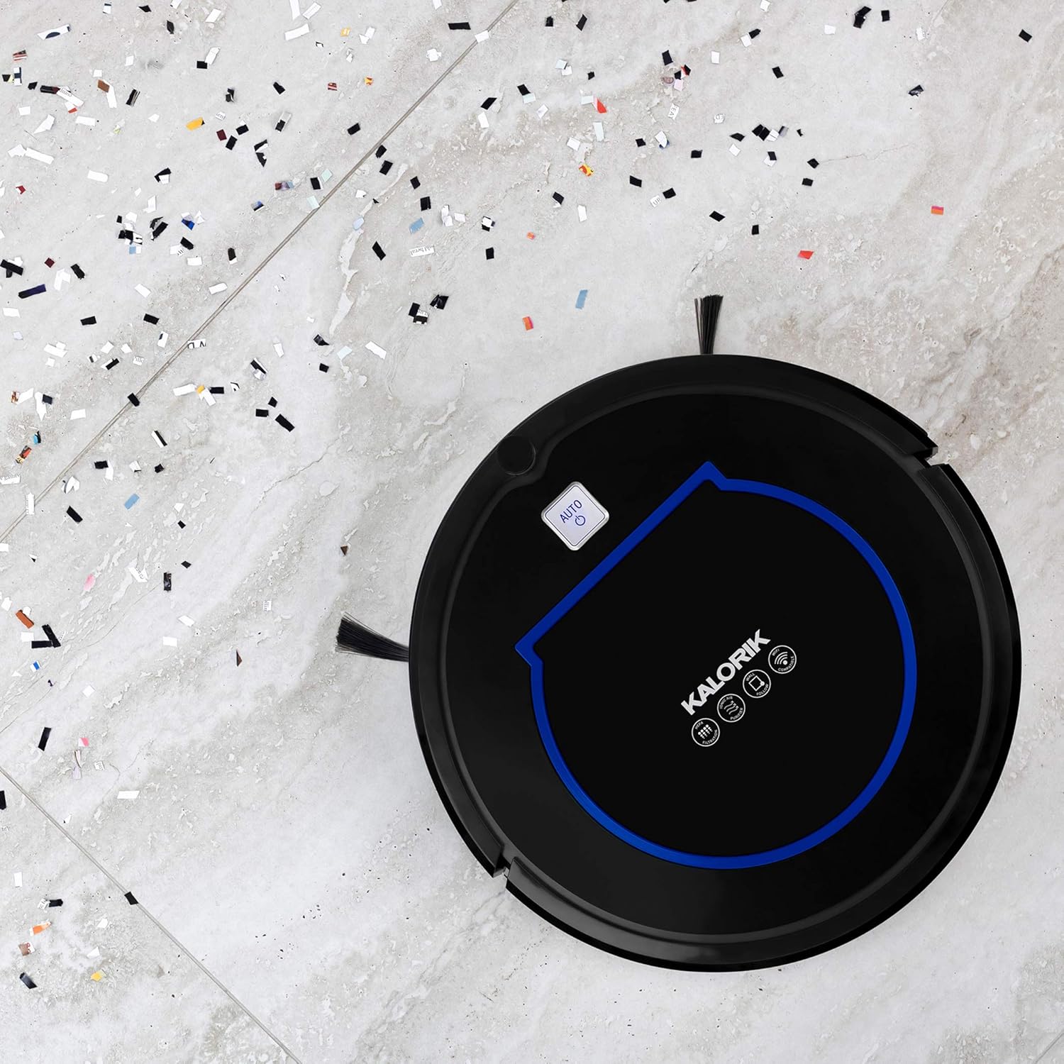 Kalorik Home Smart Robot Vacuum Pro with Ionic Pure Air Technology, Wi-Fi Enabled Gyroscopic Mapping & Various Cleaning Modes (Black and Blue) : Industrial & Scientific