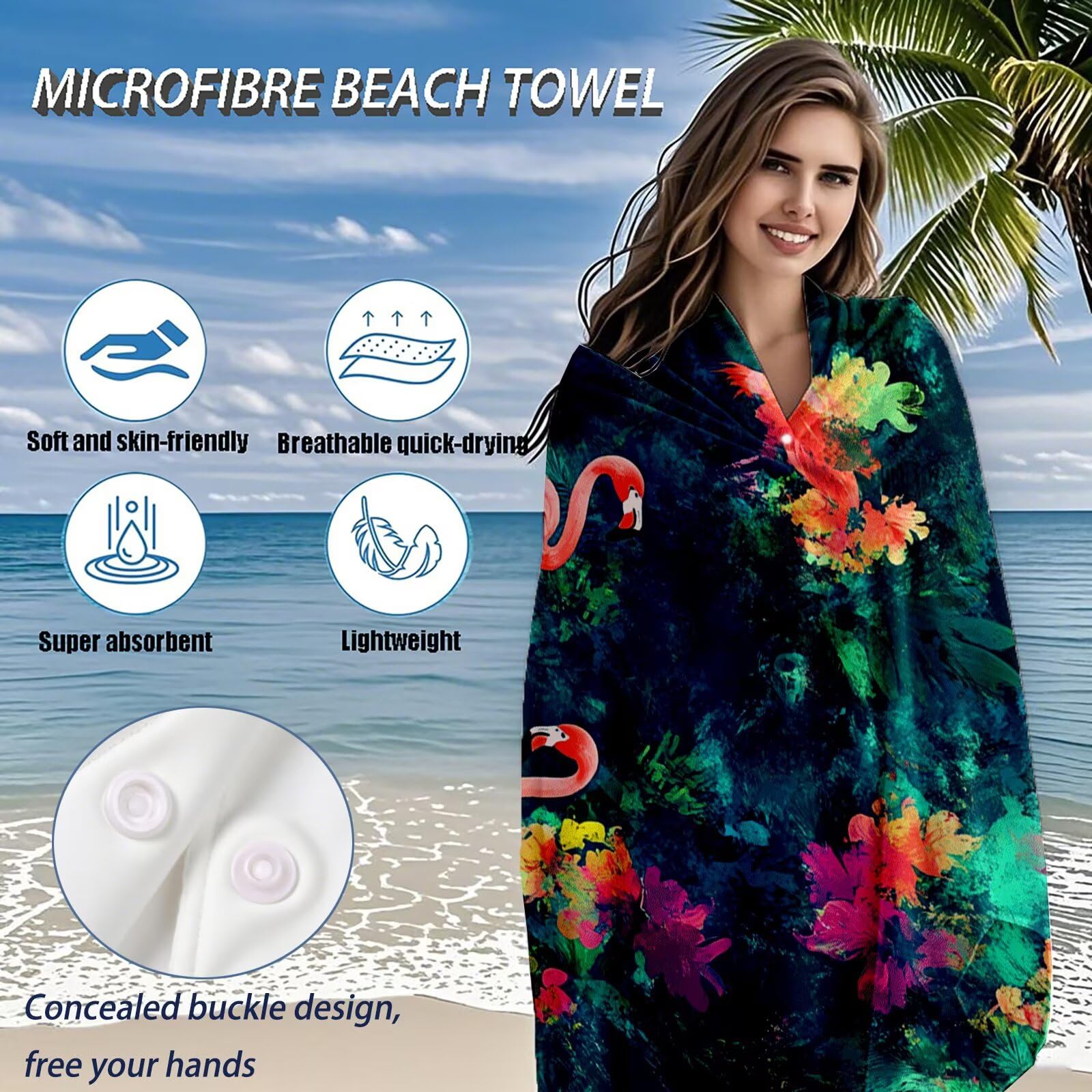 Toallas de Playa Microfibra Verde Toalla Playa Grande 180x90 cm Mujer Hombre Secado Rápido Absorbente Toallas Gimnasio Suave Sin Arena Ligera Toalla Microfibra para Playas Piscina Viajes Camping Q-252
