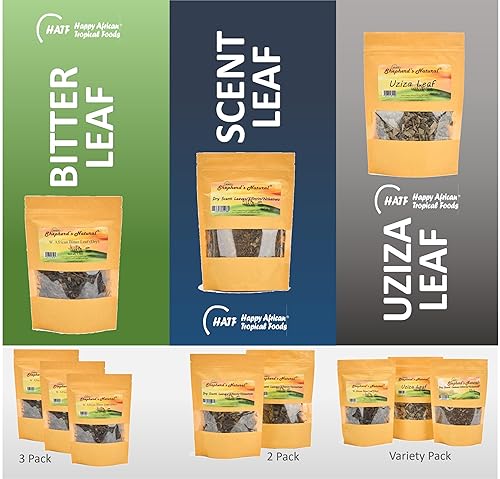 Miniatura 4 de Hojas aromáticas (EfinrinNchanwu)  Sazonador africano seco (2 x 2 onzas) por HATF's Shepherd's Natural. Perfecto para sopas, guisos y tés. Aroma