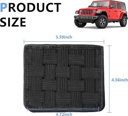 Miniatura 7 de Organizador de consola central MOLLE Panel para Jeep JL, organizador de velcro, reposabrazos de correas tácticas, bolsa de almacenamiento para Jeep