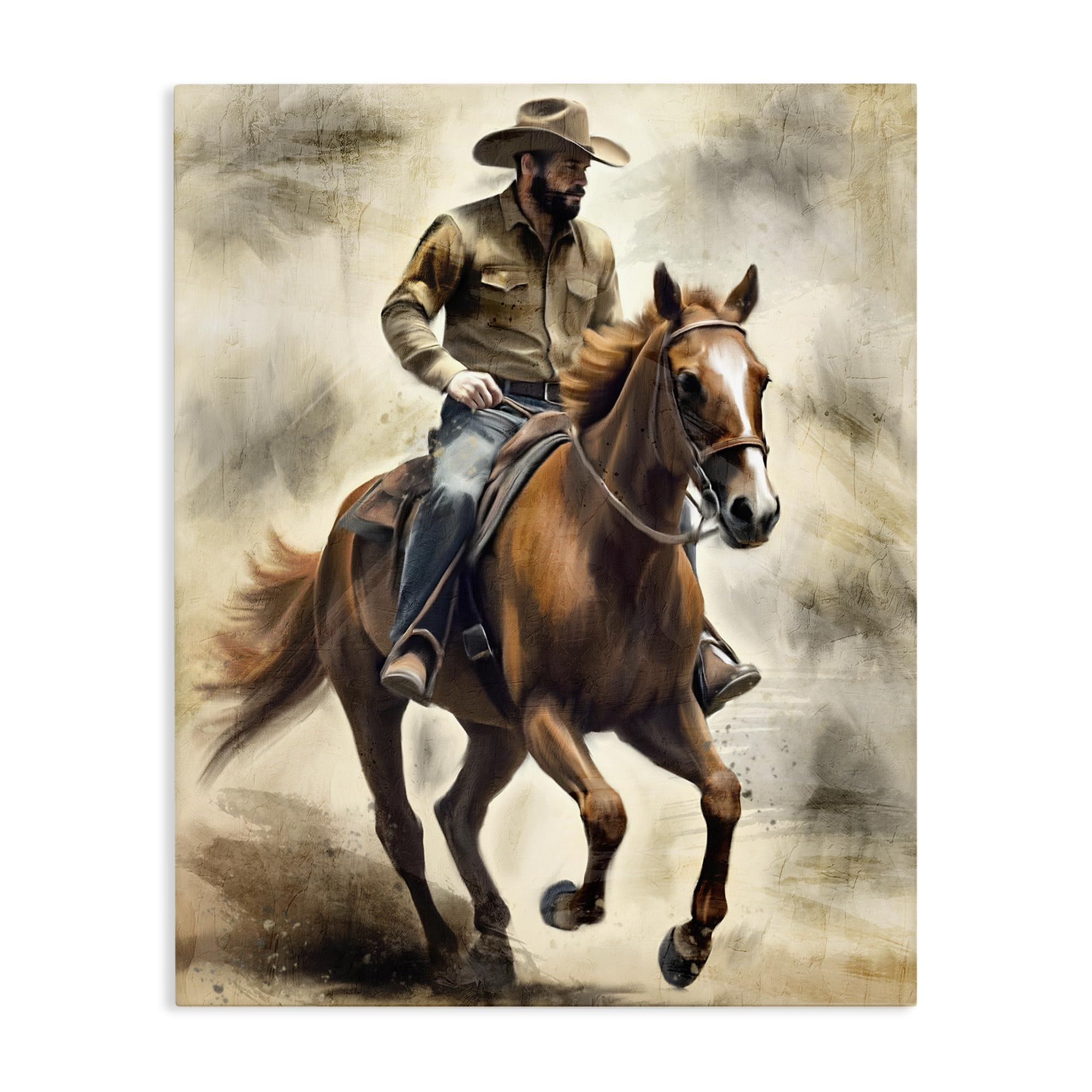Stupell Industries Unframed 'Gallop Horse & Cowboy'| Canvas Art