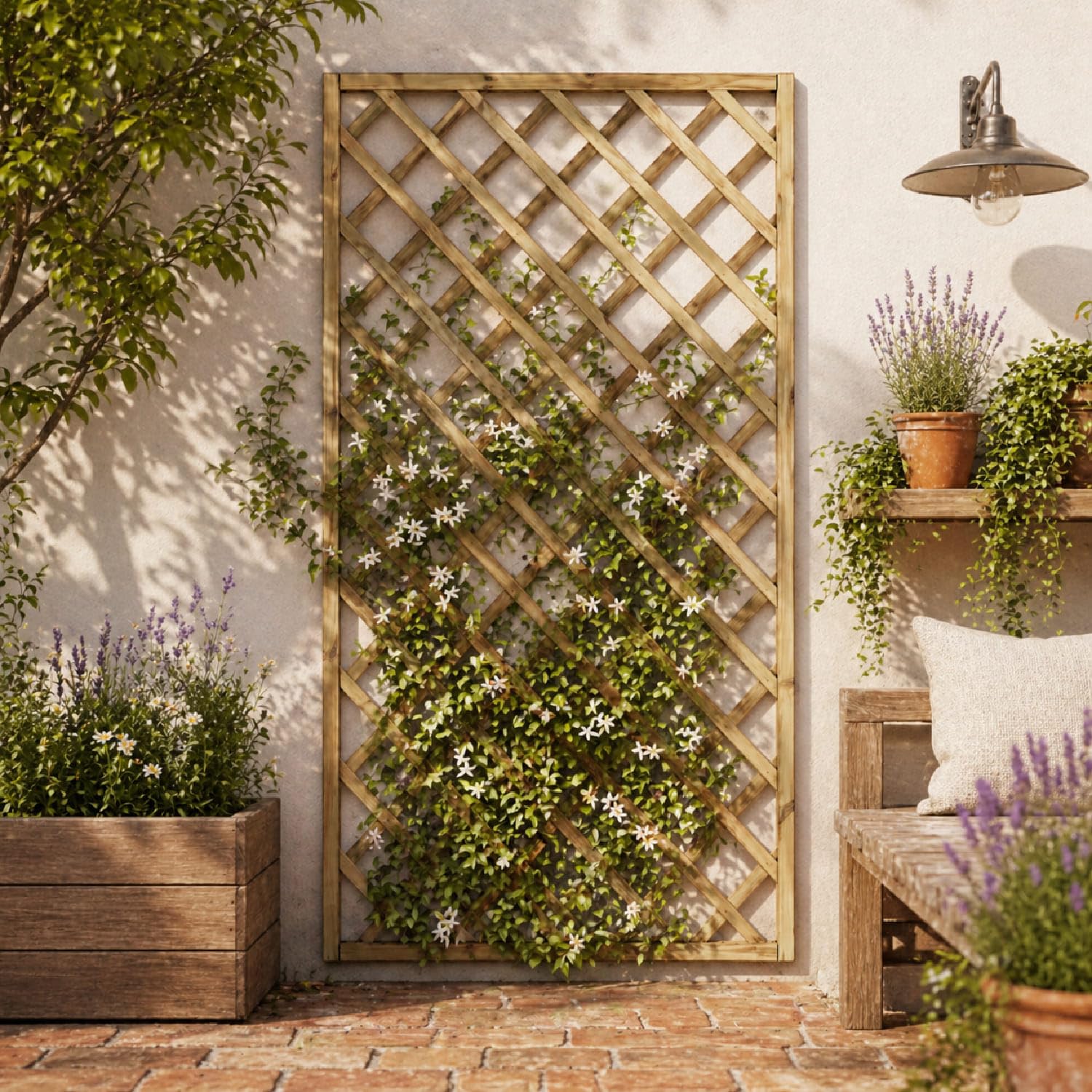 Traliccio In Legno Di Pino Impregnato Pannello Divisorio Griglia Per Giardino Balcone E Terrazza Supporto Decorazione Per Piante Rampicanti Privacy Outdoor 90 x 180 Cm Legno Naturale