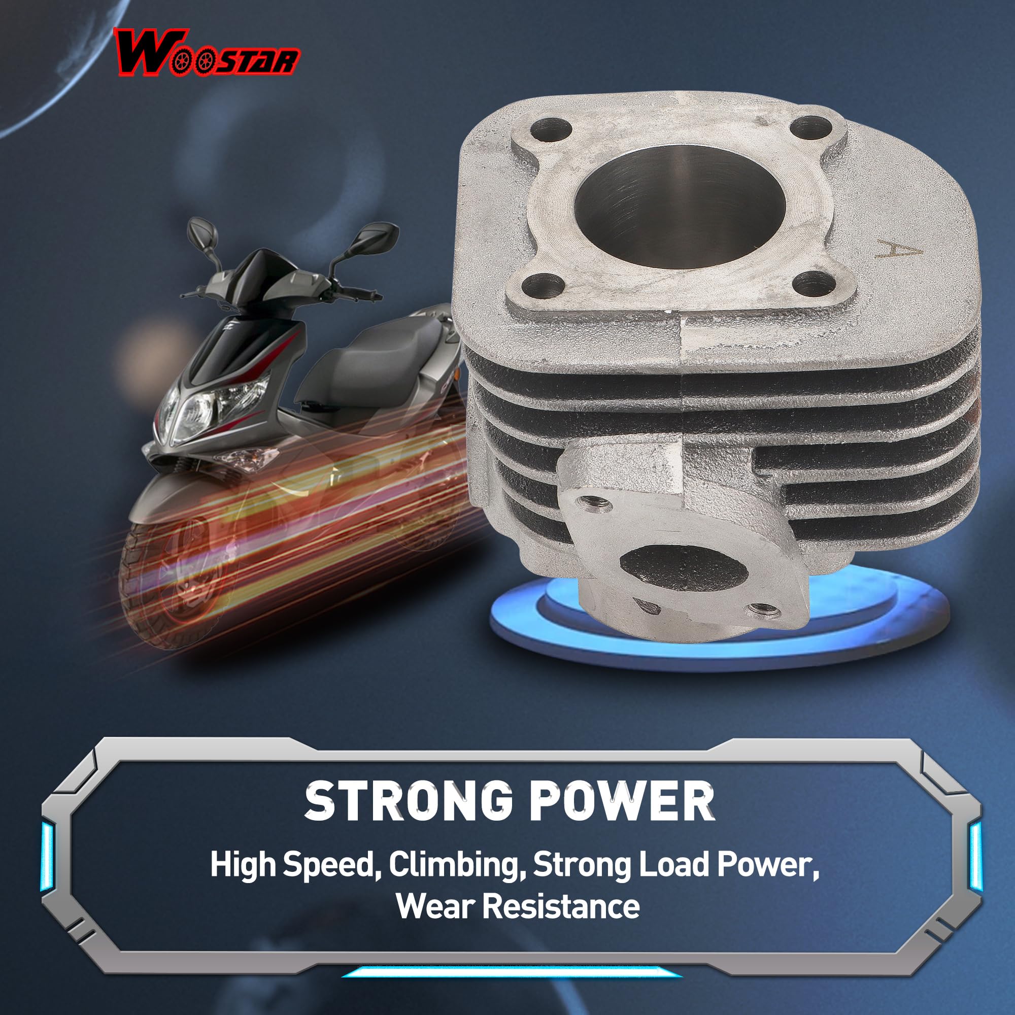 WOOSTAR Juego de anillos de pistón con juntas para cilindro de 40 mm, reemplazo para moto scooter de 2 tiempos Jog 50cc Minarelli 1E40QMB
