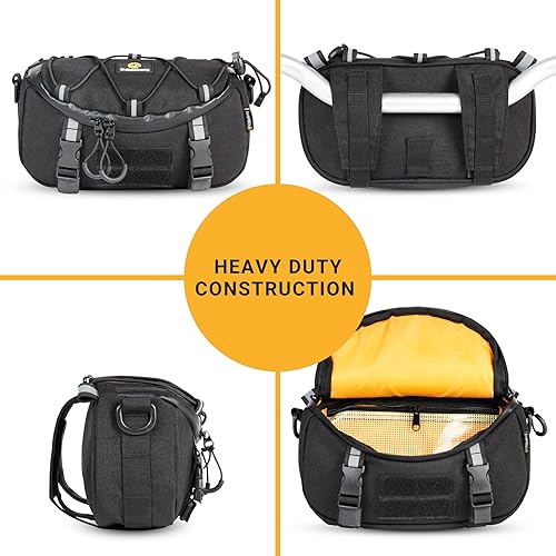 Miniatura 8 de Odinsberg Multifunctional Bicycle & Motorcycle Handlebar Bag, 3L Water Resistant, Compatible with Most Handlebar Types, Black