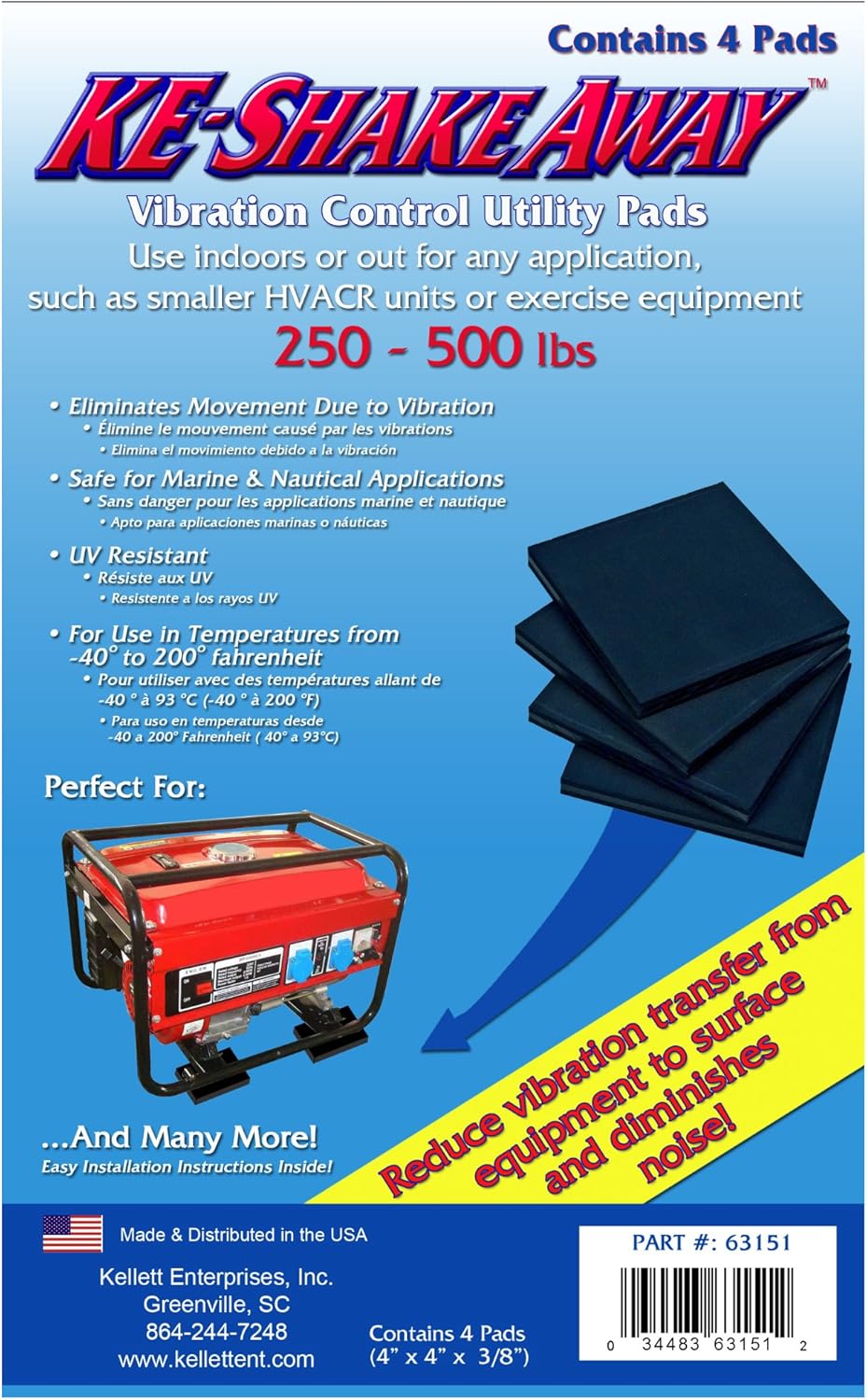 KE 4Inch by 4Inch by 3/8Inch Shake Away Utility Pad for