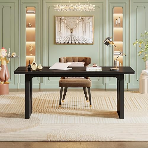 Miniatura 5 de Tribesigns Escritorio ejecutivo moderno, escritorio grande de computadora de oficina de 70.9 pulgadas, mesa de conferencias, mesa de sala de