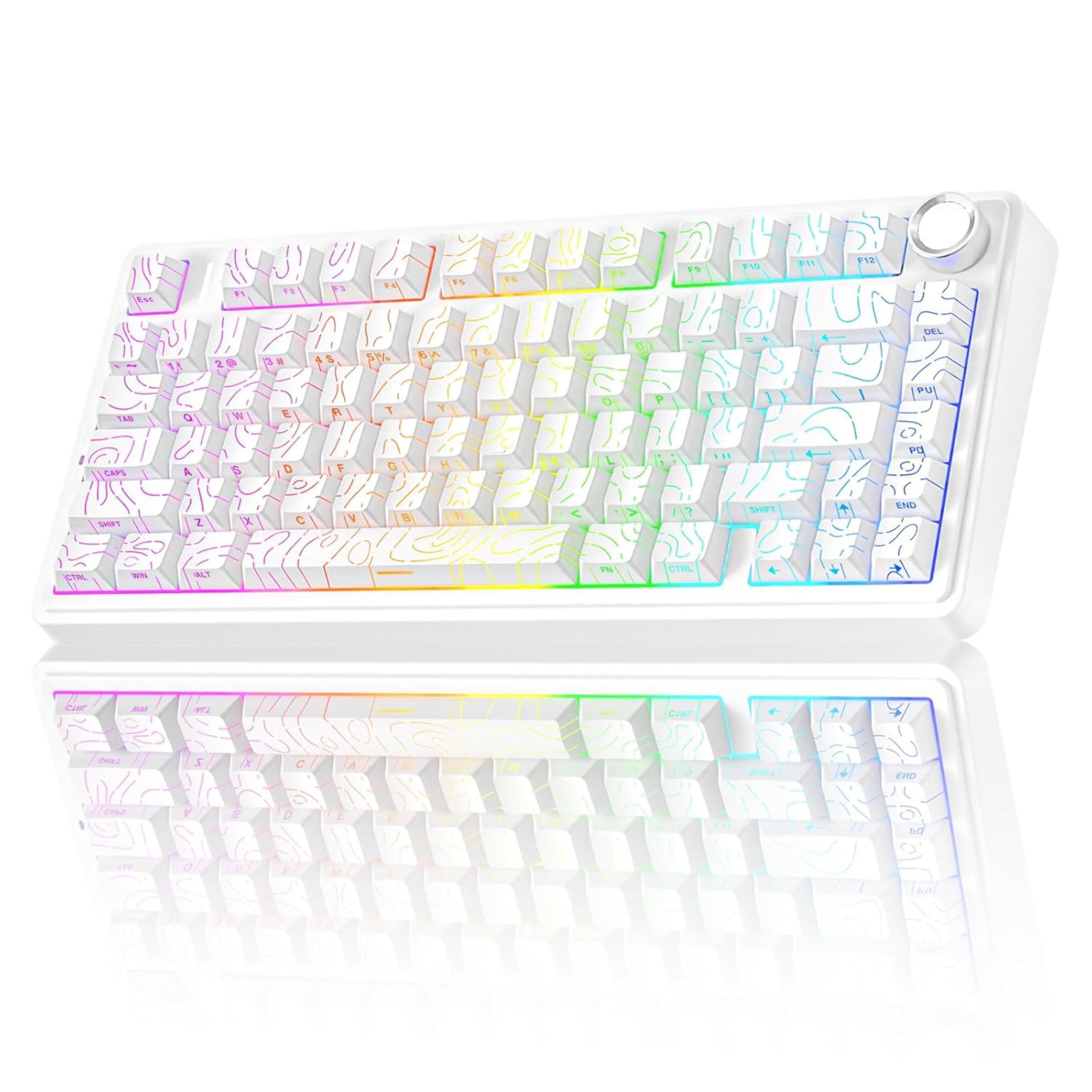 AULA F75 75% Wireless Mechanical Keyboard | Hot Swappable | Pre-lubed Linear Switches | RGB Backlit | 2.4GHz/Type-C/Bluetooth Gaming Keyboard (Sea Blue, Graywood Switch) — Amazon image 22