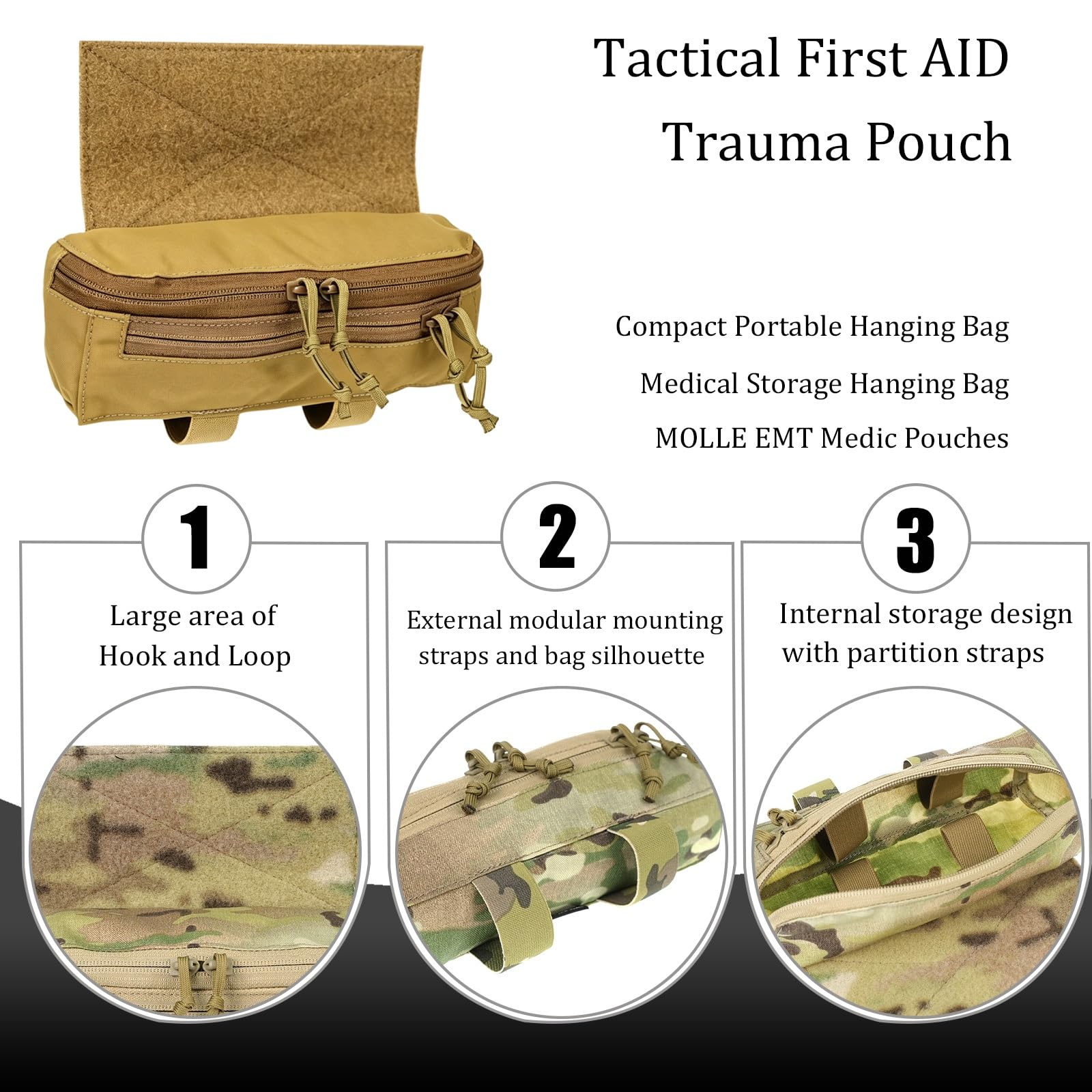 Taktisches Erste-Hilfe-Set, Drop-Pouch-Tragetasche für Den Unterbauch, Molle-Tasche IFAK Med Pouch, für Outdoor-Aktivitäten Wie Wandern und Camping