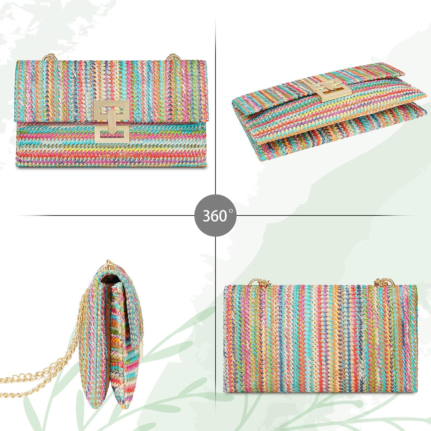 Kseymeir Straws Clutch Purses Raffia Beach Bag Woven Summer Purses Straw Crossbody Bag | Straws, Raffia, Woven, Summer Purses, Straw