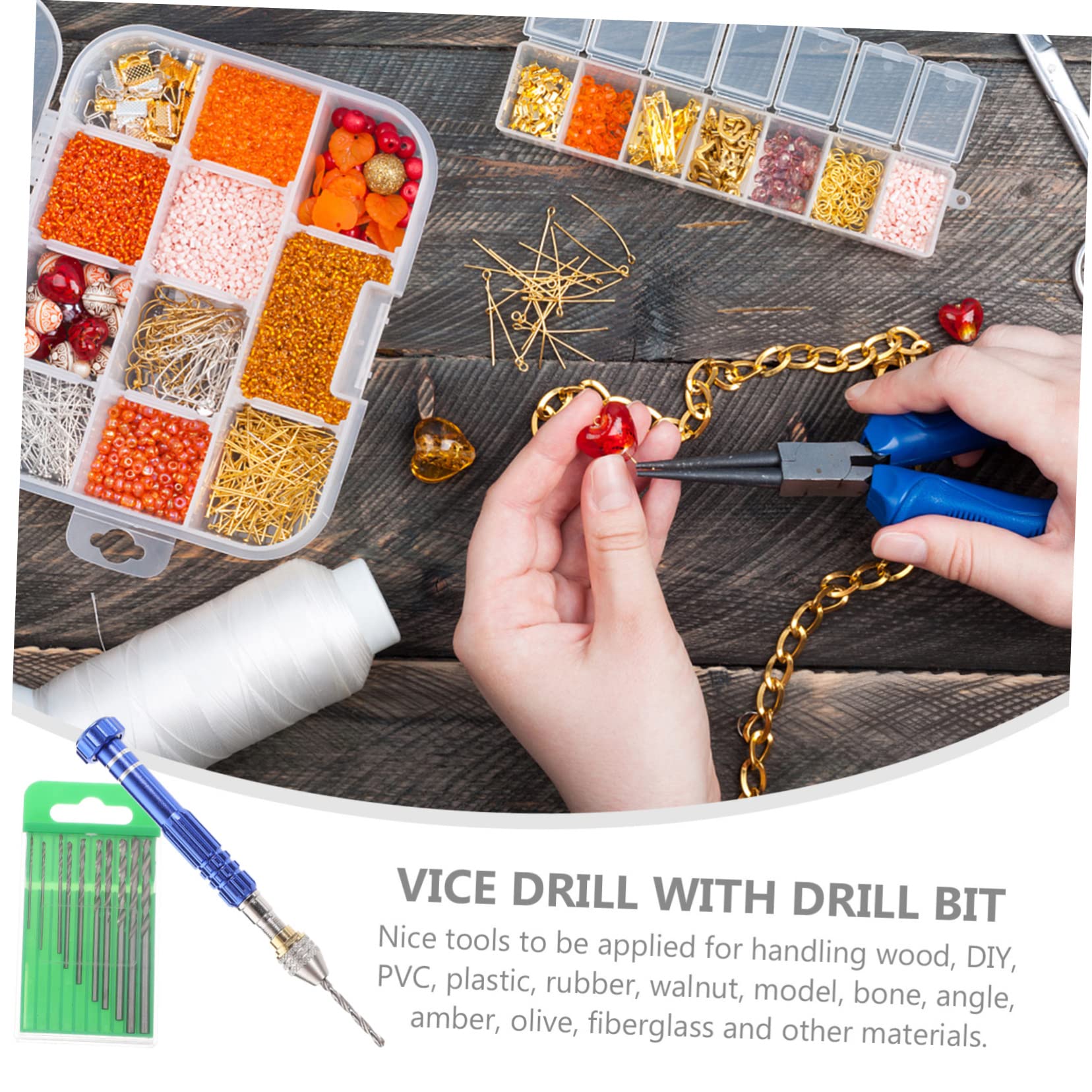 CIMAXIC Jewelry Drill Set 1 Set Hand Drill Bits Mini Hand Drill Pin Vise for Jewelry Making Small Drill Bits Set