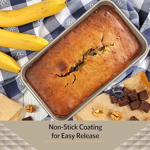 Miniatura 8 de Glad Bandeja redonda para hornear antiadherente, de metal resistente, para pasteles y postres, color dorado