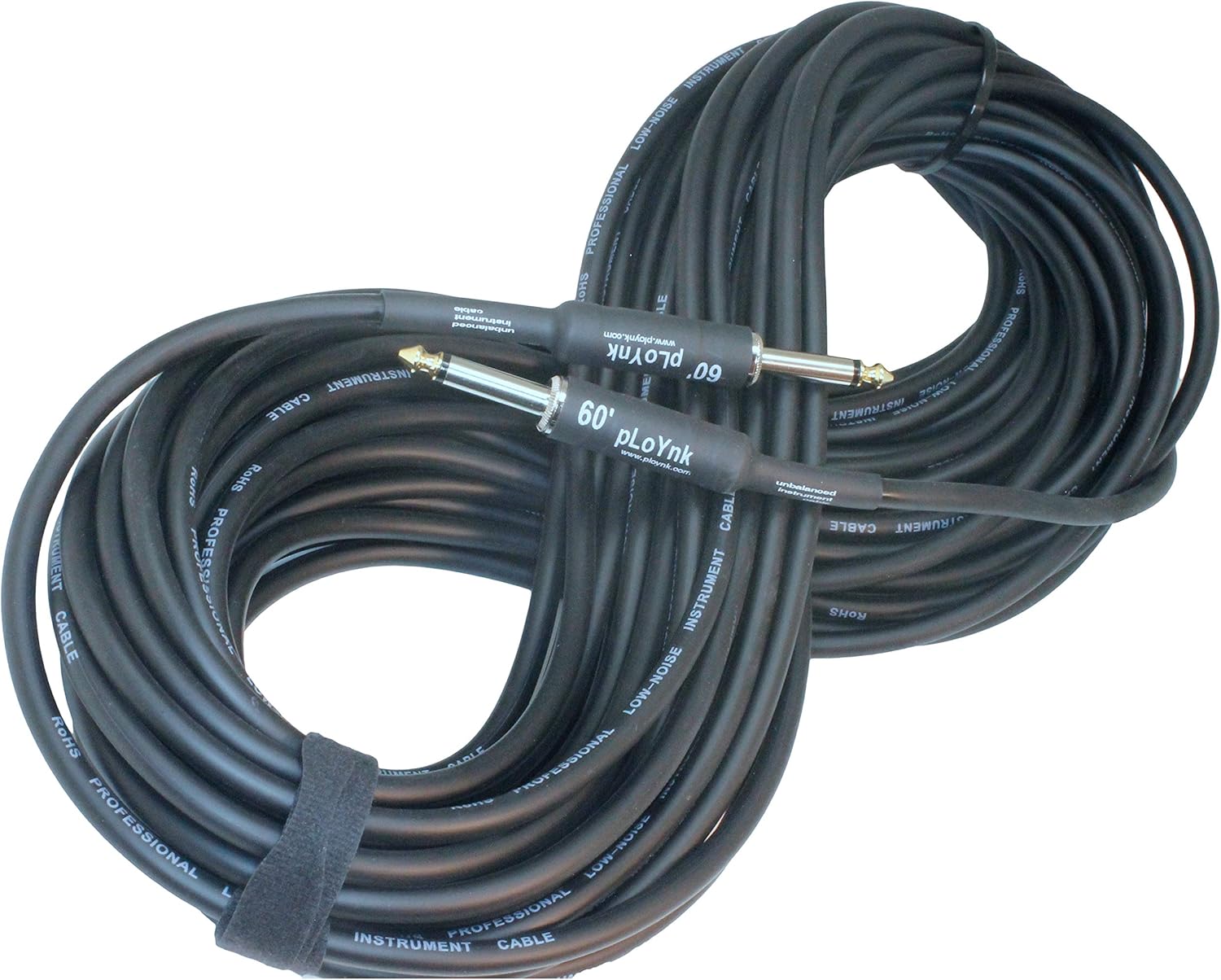 1/4 to 1/4 Mono TS Instrument Straight Patch Cable 60 FT Foot Long Black