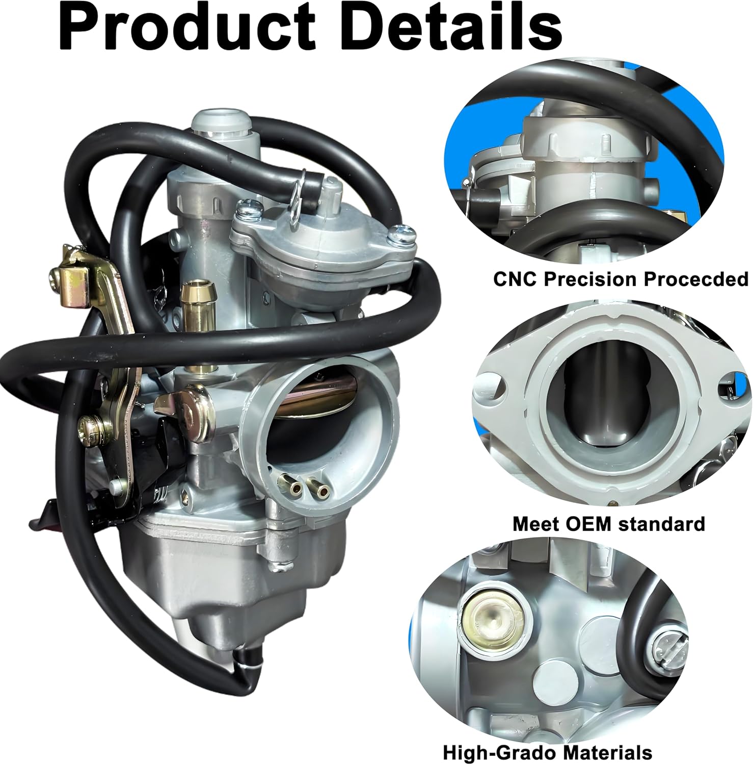 Recon 250 Carburetor Fit For Honda TRX250 1997-2001 TRX250TE TRX250TM 2002-2007 with Throttle Cable,Fuel Valve Petcock, Oil Filter, Air Filter