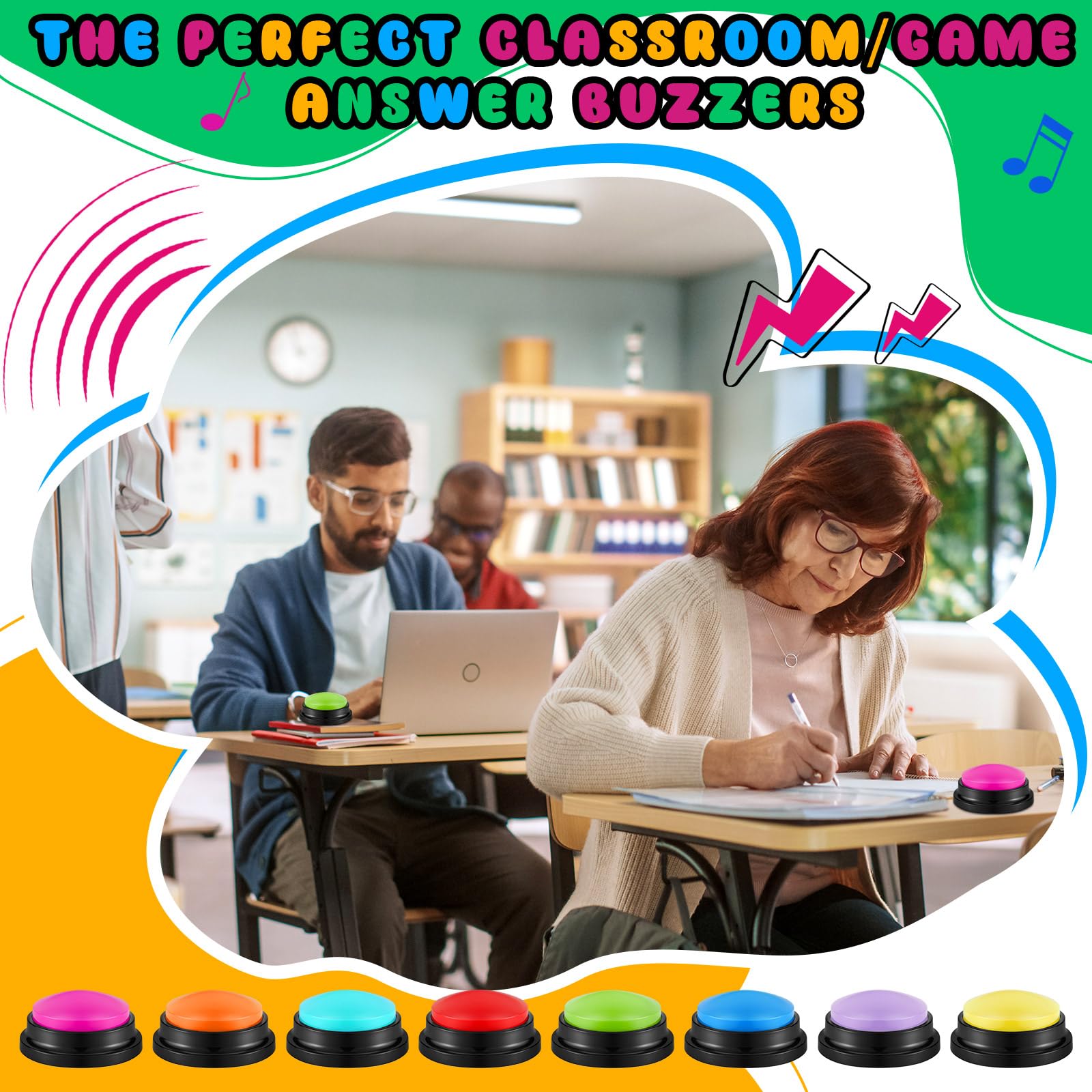 Snapklik.com : Honoson 8 Pieces Recordable Answer Buzzers Button Game ...