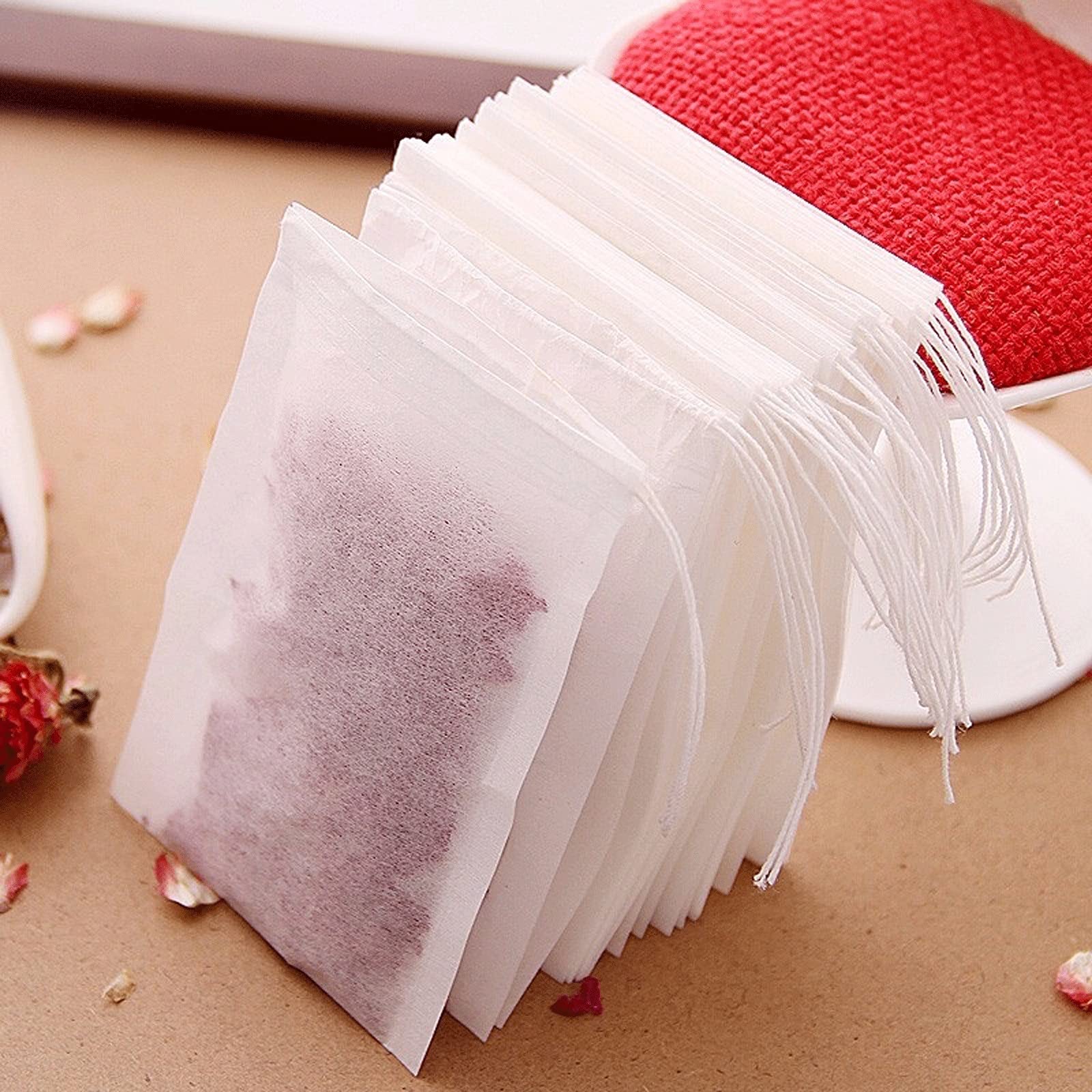 Juego de 200 bolsas de té desechables no tejidas, infusor de té con cuerda de sellado curativo, papel de filtro para hierbas sueltas (600 unidades)
