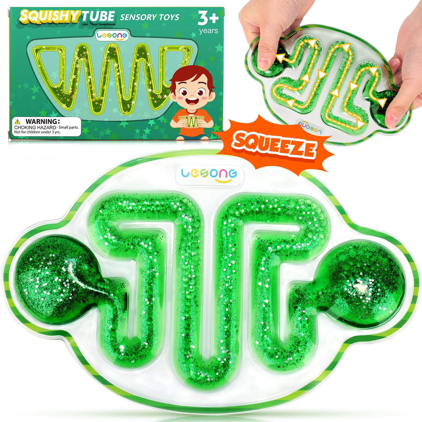 LESONGFidget Squishy Sensory Toys for Kids Toddlers: Fidget Sensory Tube Filled Goo, Glitter, Autism Sensory Toys for Autistic Children Calm Down Anxiety, Classroom Prizes, Goodie Stocking Stuffers